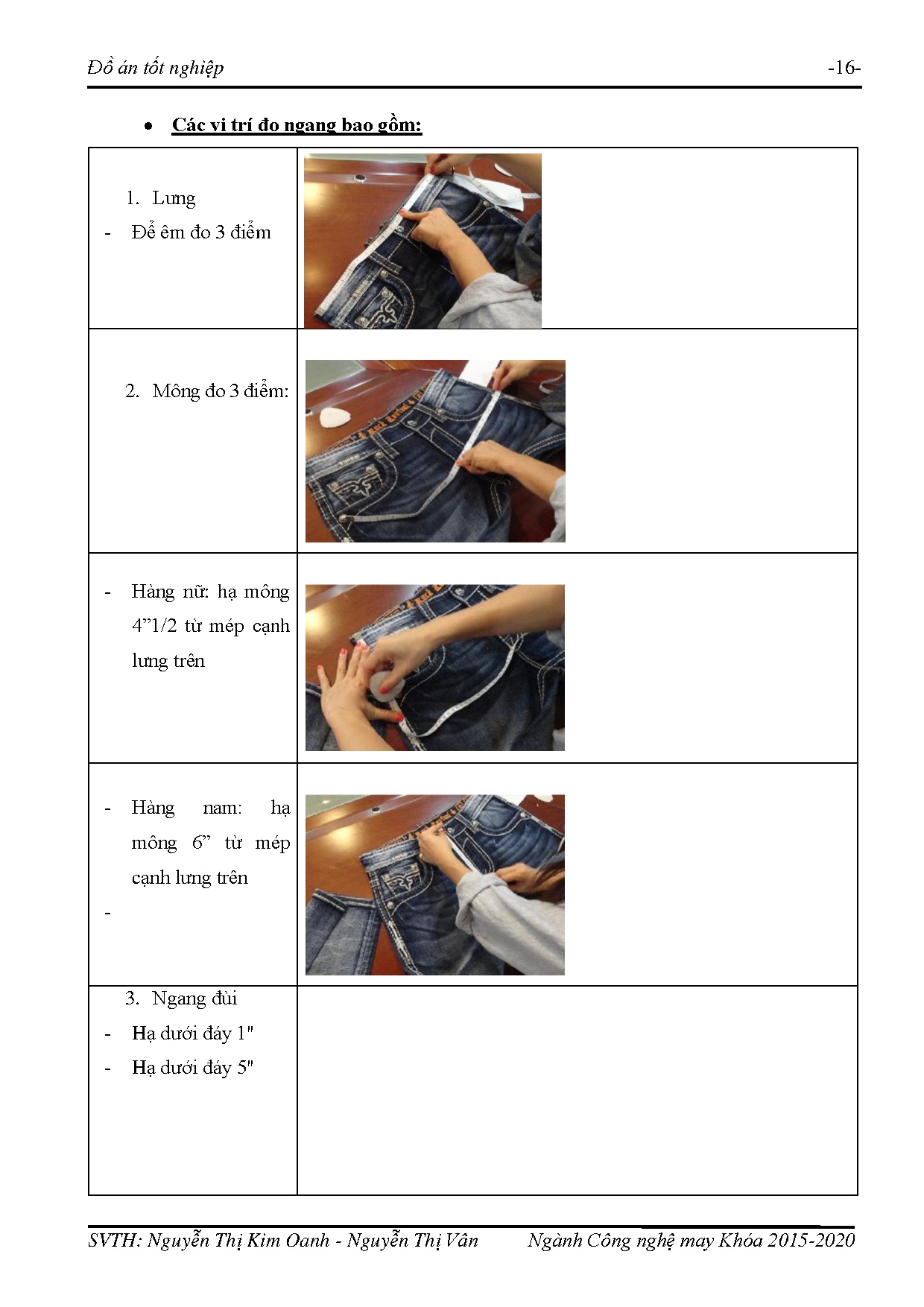 Đồ án tốt nghiệp - Tìm hiểu quy trình và công thức tính độ co cho sản phẩm Jeans trước và sau wash - Trang 19