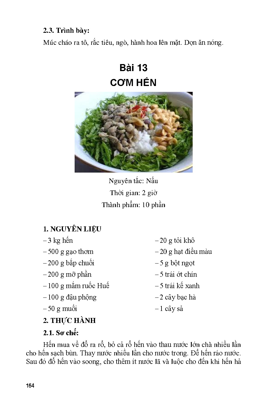 Giáo trình nấu ăn Việt Nam (HCMUTE) - Trang 165