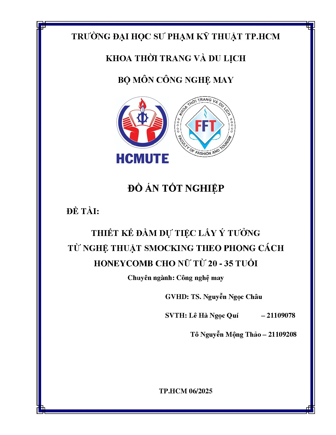 Đồ án tốt nghiệp - Thiết kế đầm dự tiệc lấy ý tưởng từ nghệ thuật Smocking theo phong CHCNT 2 – 3 T