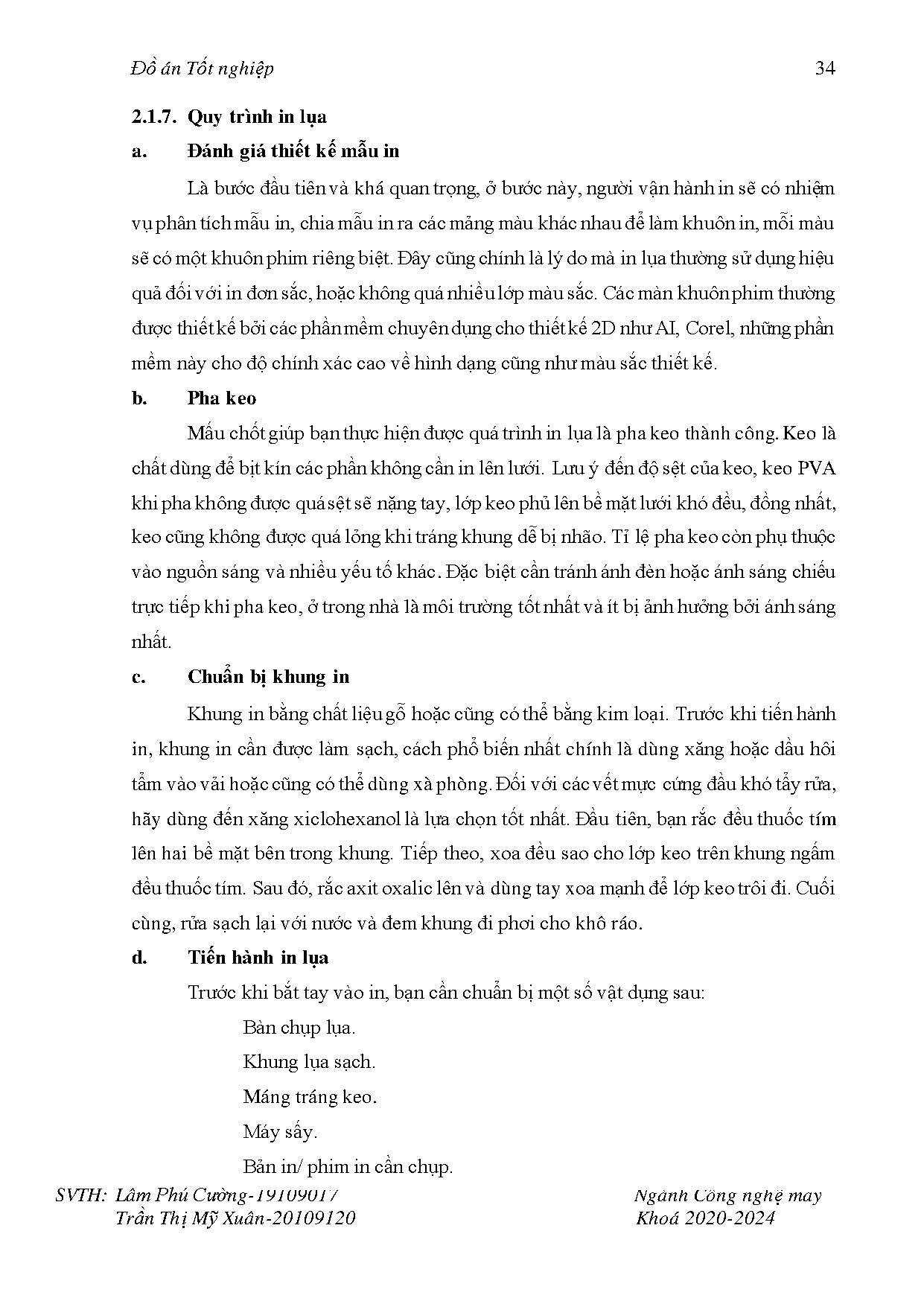 Đồ án tốt nghiệp - Nghiên cứu tính chất cơ lý của vải dệt ứng dụng phương pháp in lụa - Trang 33