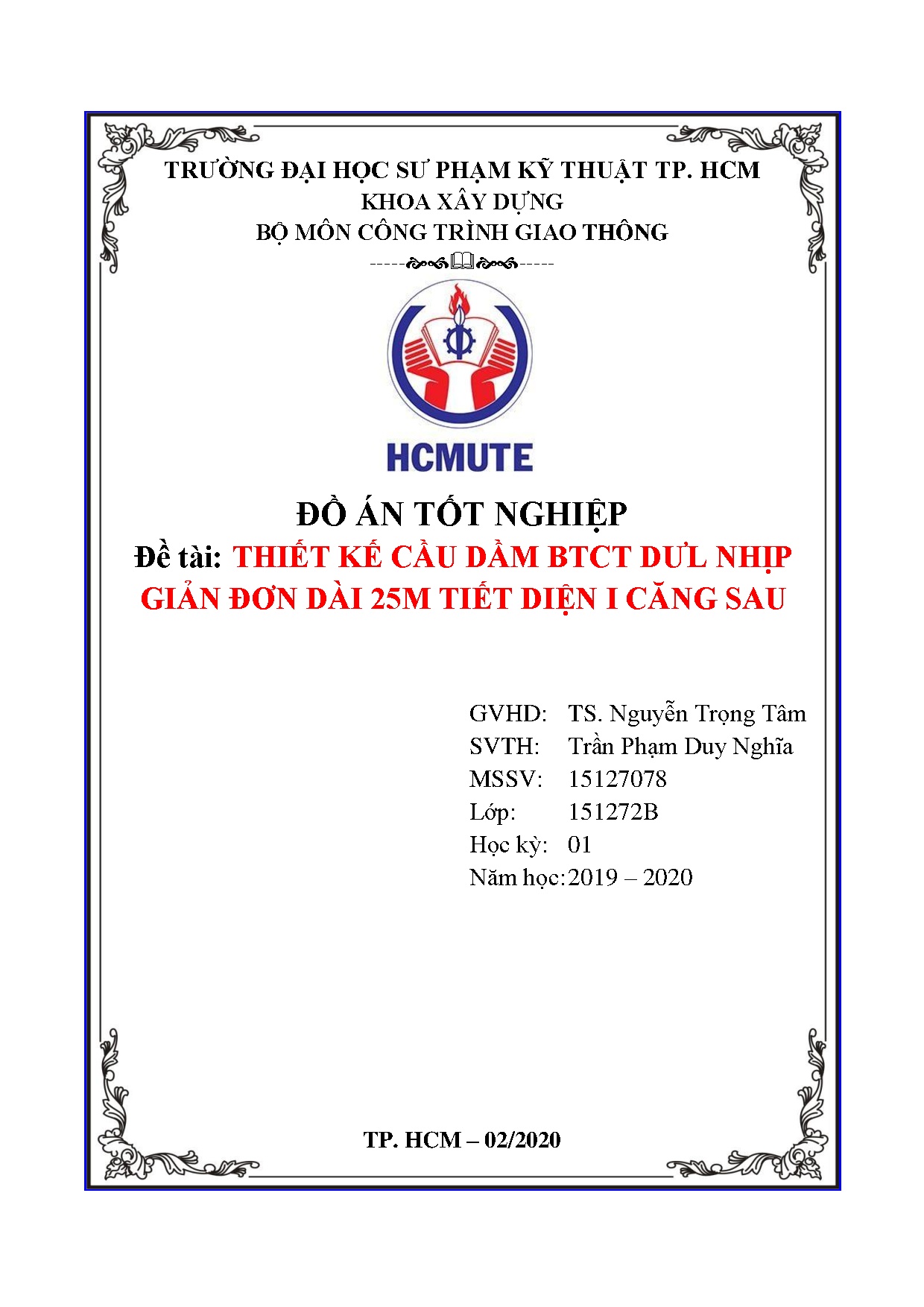 Đồ án tốt nghiệp - Thiết kế cầu dầm BTCT DUL nhịp giản đơn dài 25m tiết diện 1 căng sau