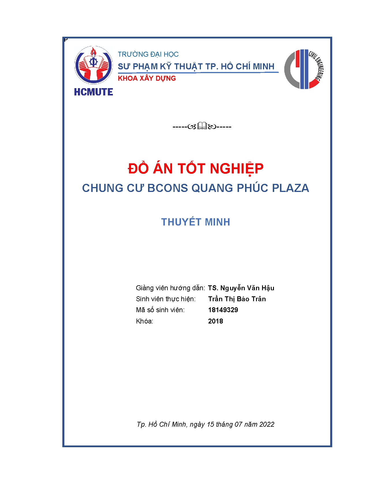 Đồ án tốt nghiệp - Chung Cư Bcons Quang Phúc Plaza: Đồ án tốt nghiệp ngành Công nghệ kỹ thuật CTXD