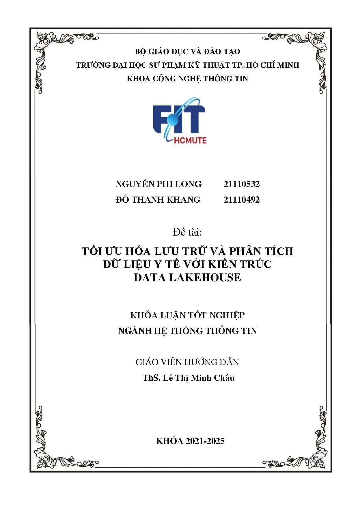 Đồ án tốt nghiệp - Tối ưu hóa lưu trữ và phân tích dữ liệu y tế với kiến trúc Data Lakehouse