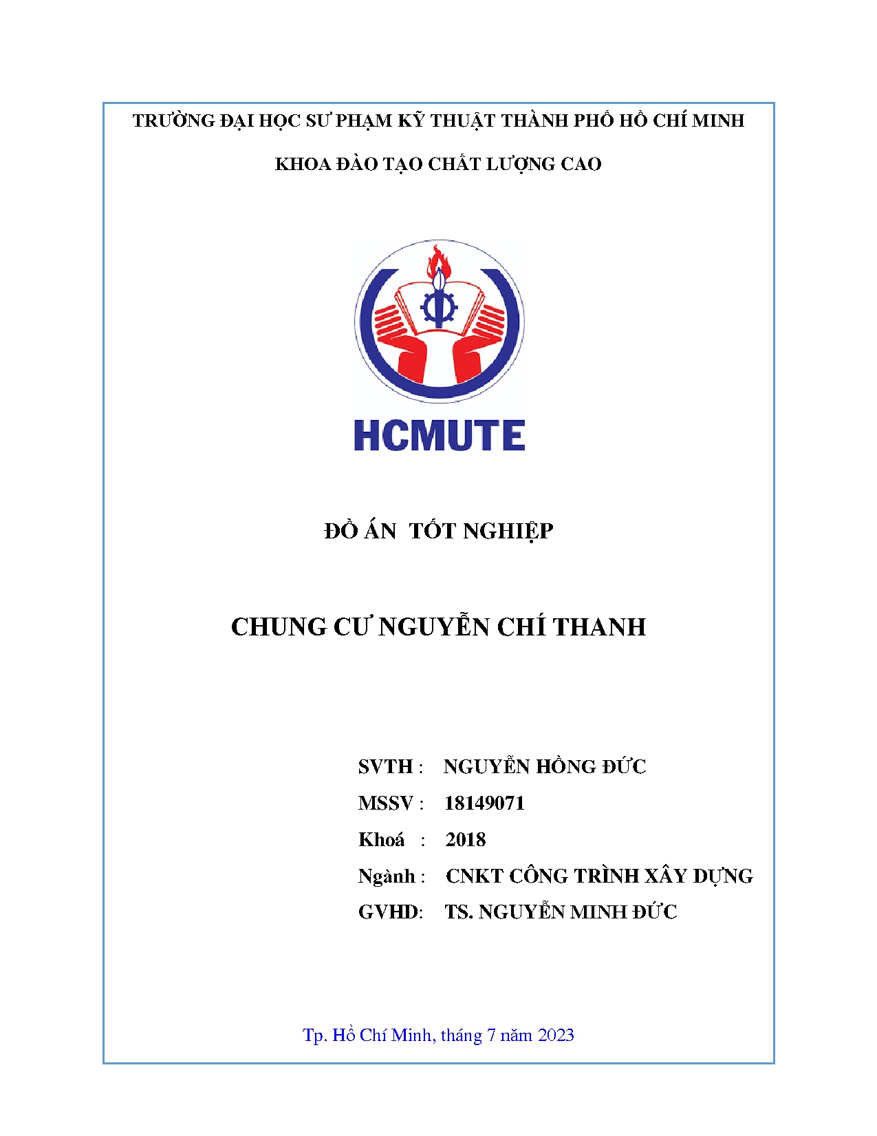 Đồ án tốt nghiệp - Chung cư Nguyễn Chí Thanh