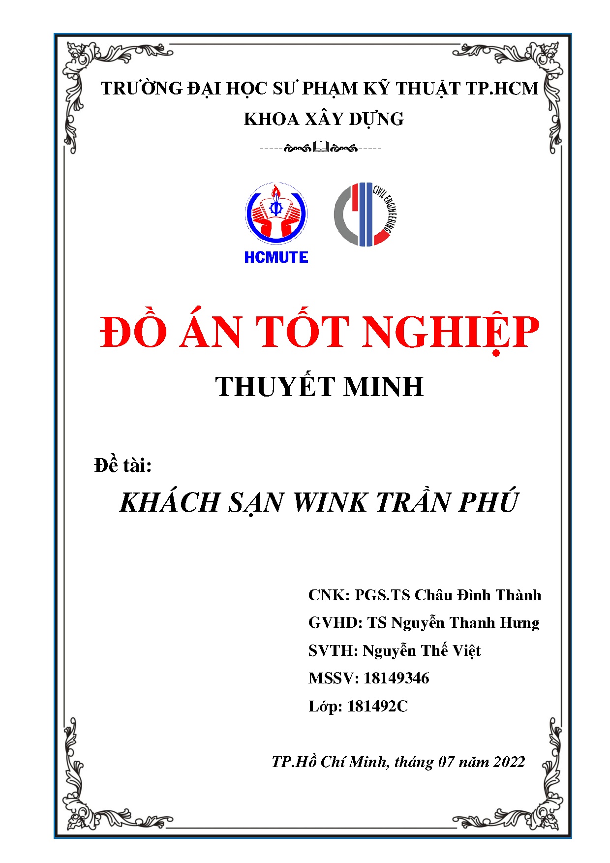 Đồ án tốt nghiệp - Khách Sạn Wink Trần Phú: Đồ án tốt nghiệp ngành Công nghệ kỹ thuật công trình XD