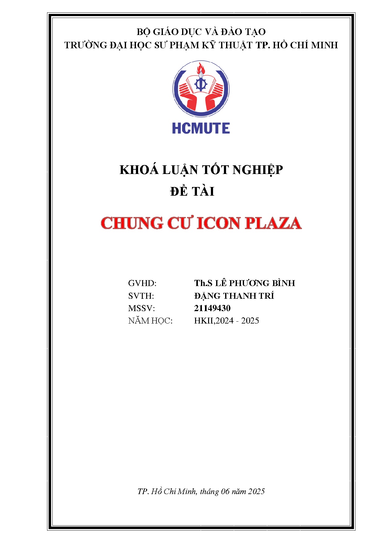 Đồ án tốt nghiệp - Chung cư Icon Plaza