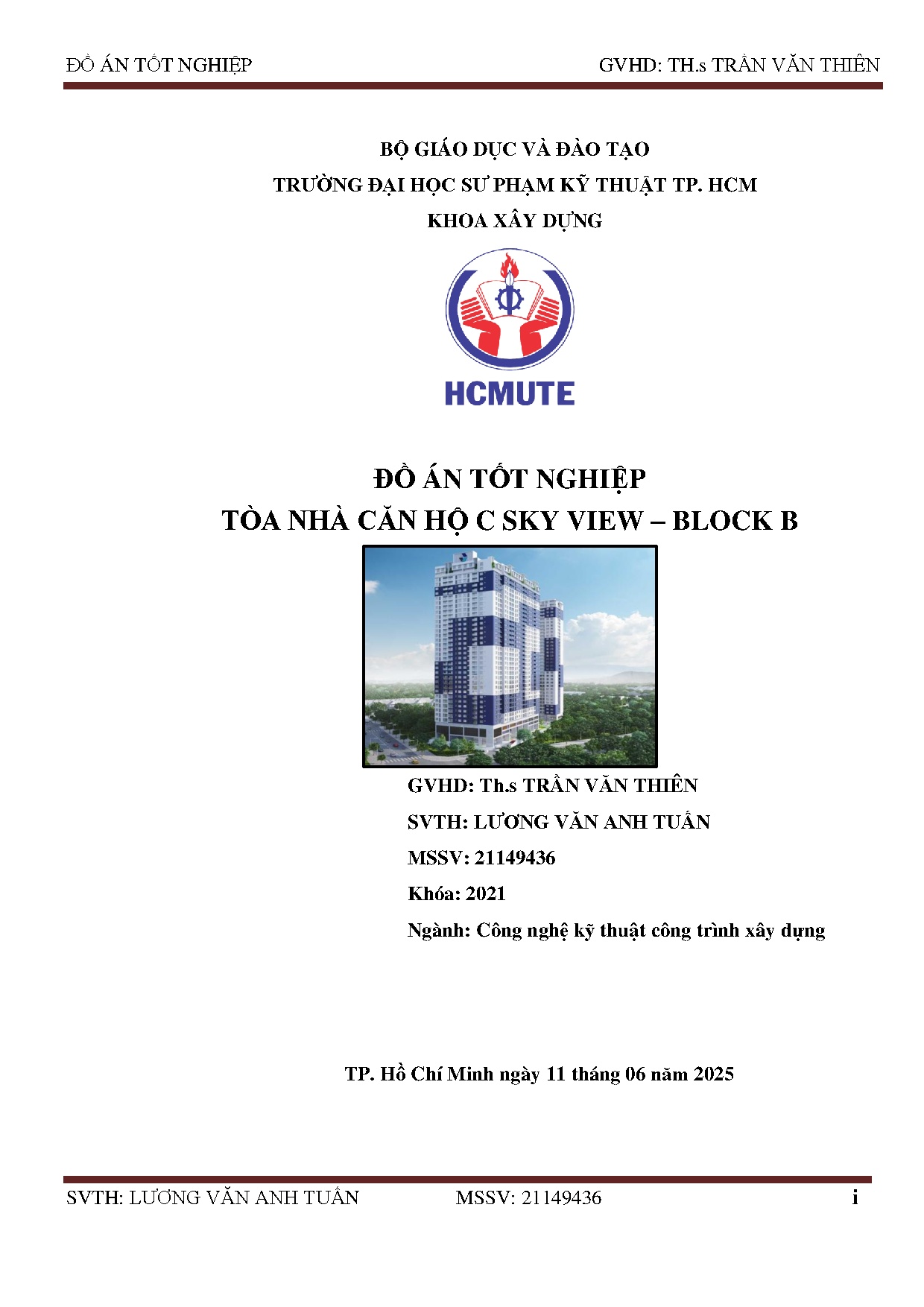 Đồ án tốt nghiệp - Tòa nhà căn hộ C Sky View Block B