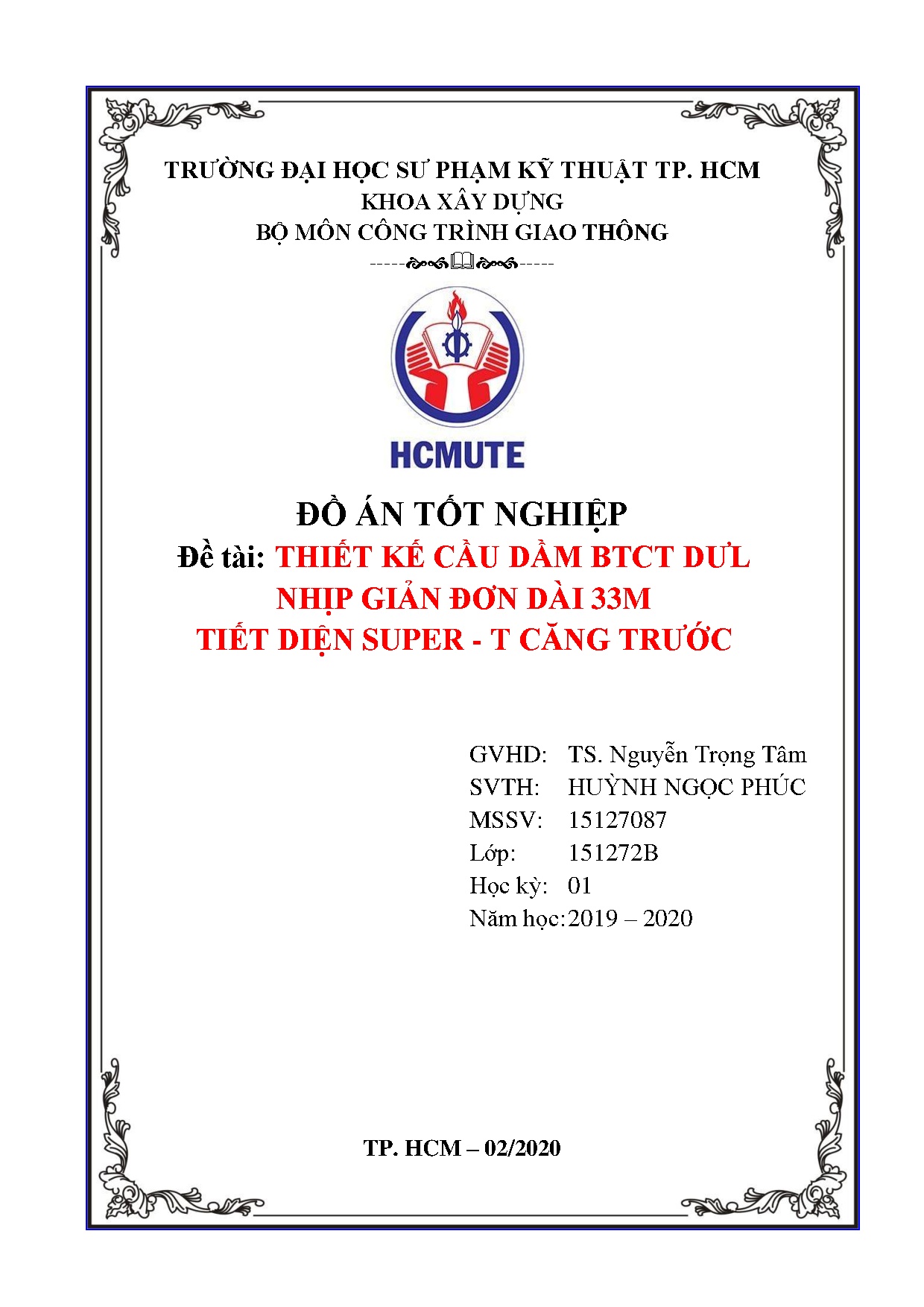 Đồ án tốt nghiệp - Thiết kế cầu dầm BTCT DƯL nhịp giản đơn dài 33m tiết diện super-T căng trước