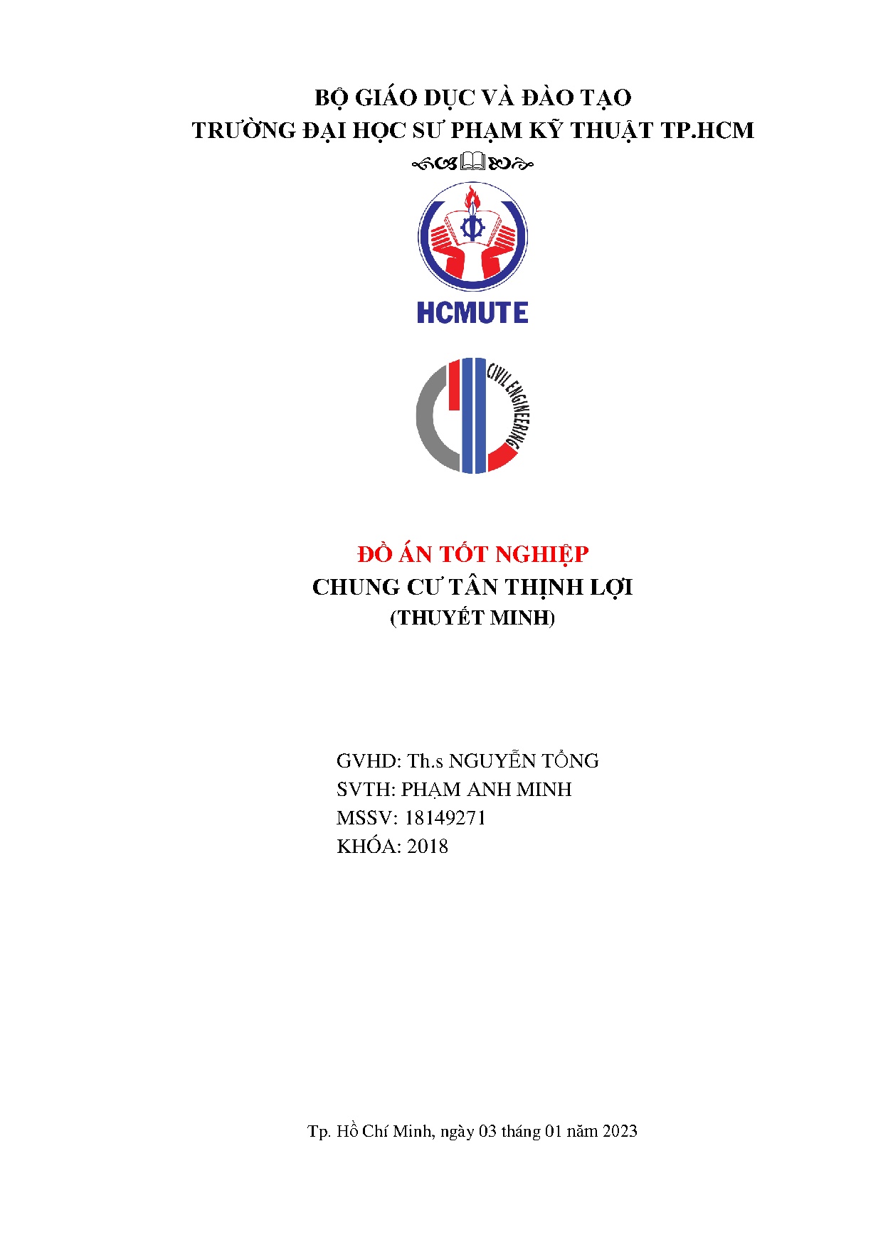 Đồ án tốt nghiệp - Chung cư Tân Thịnh Lợi