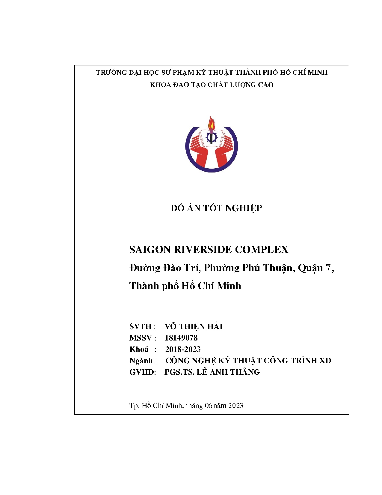 Đồ án tốt nghiệp - Saigon riverside complex (Đường Đào Trí, Phường Phú Thuận, Quận 7, Thành phố HCM