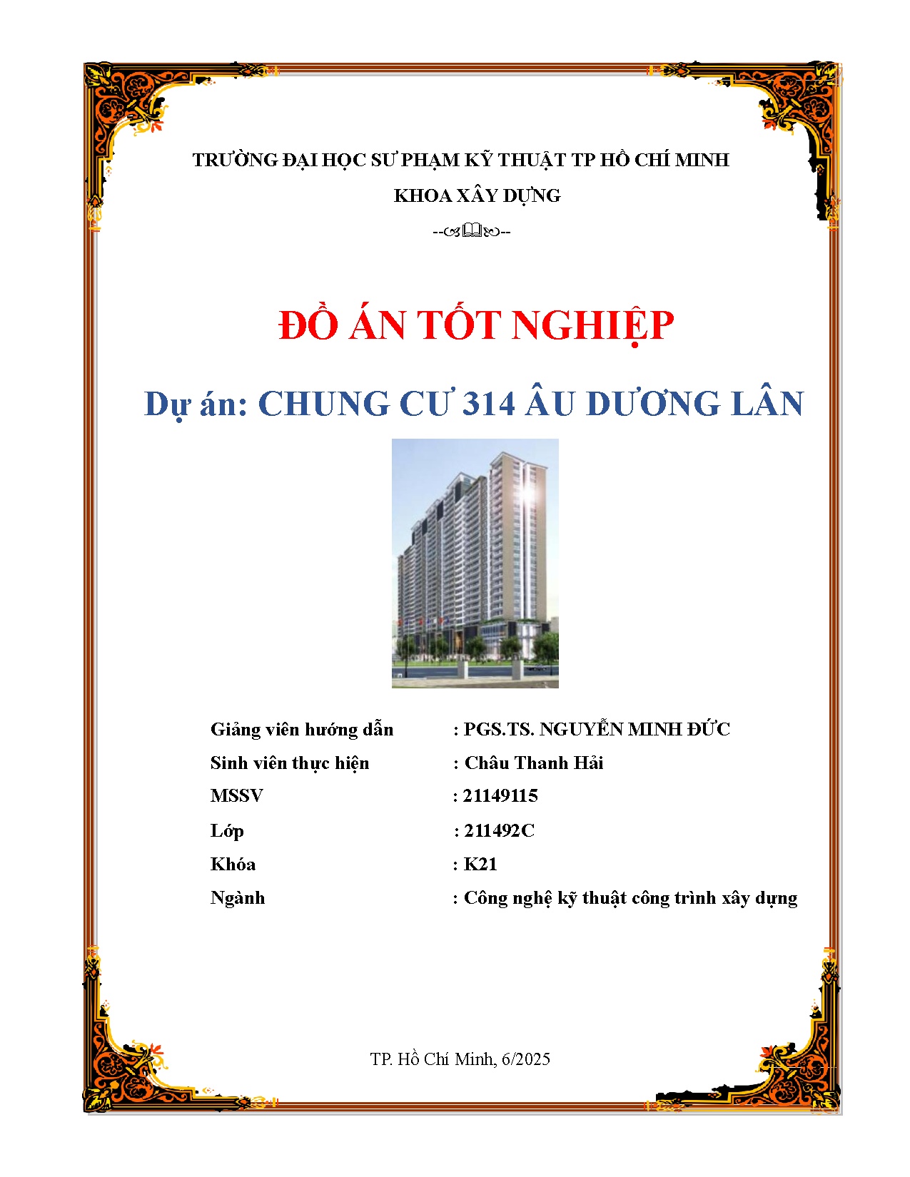 Đồ án tốt nghiệp - Chung cư 314 Âu Dương Lân