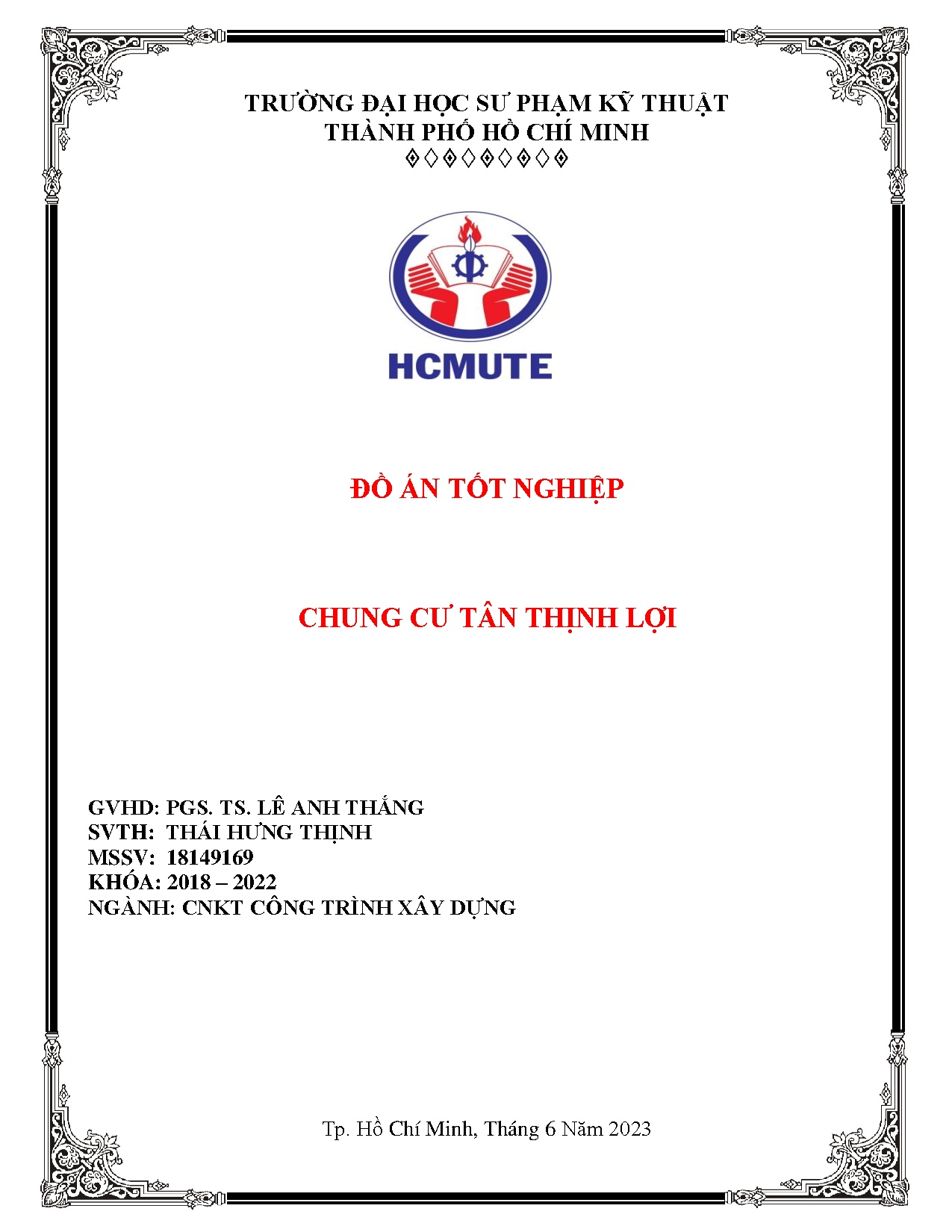 Đồ án tốt nghiệp - CHUNG CƯ TÂN THỊNH LỢI