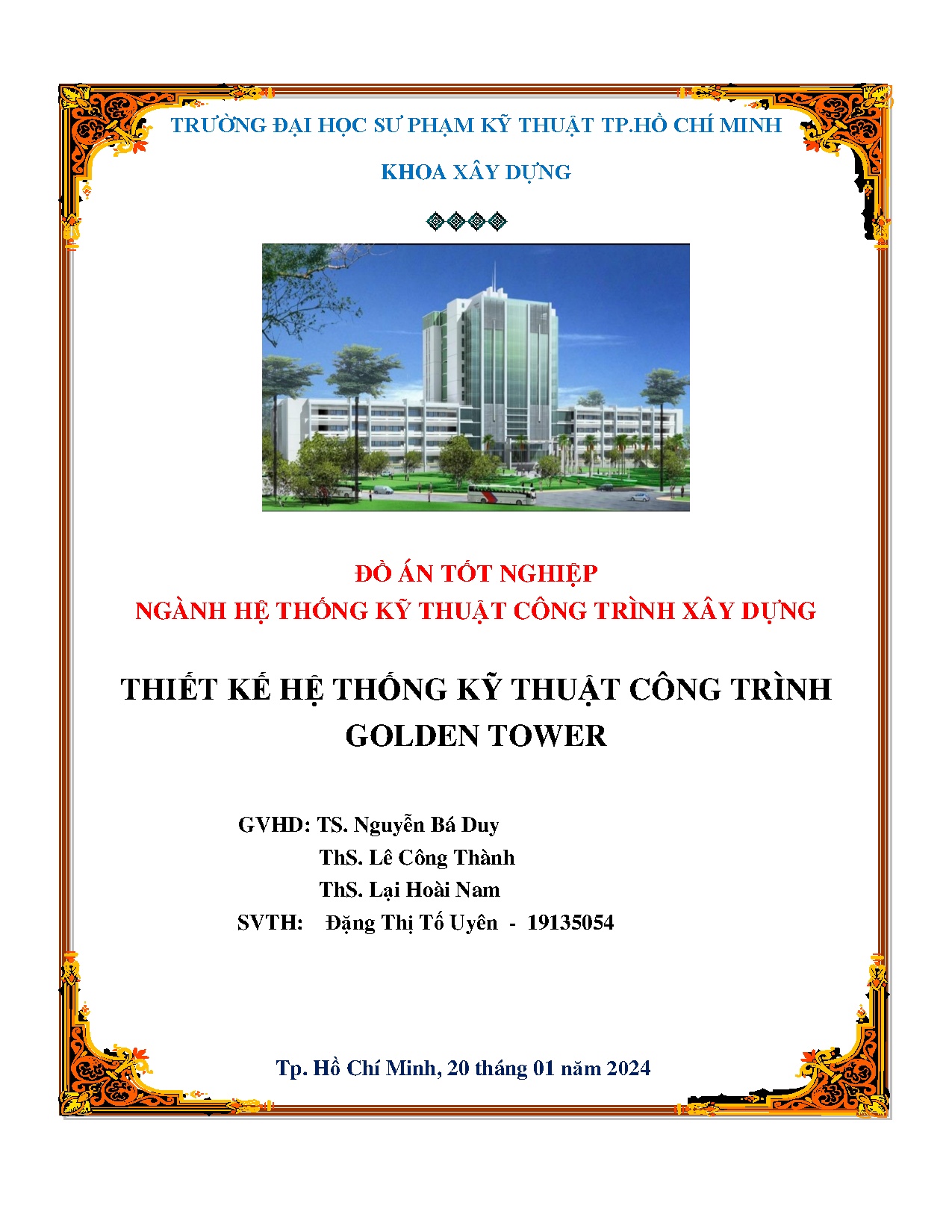 Đồ án tốt nghiệp - Thiết kế hệ thống kỹ thuật công trình Golden tower