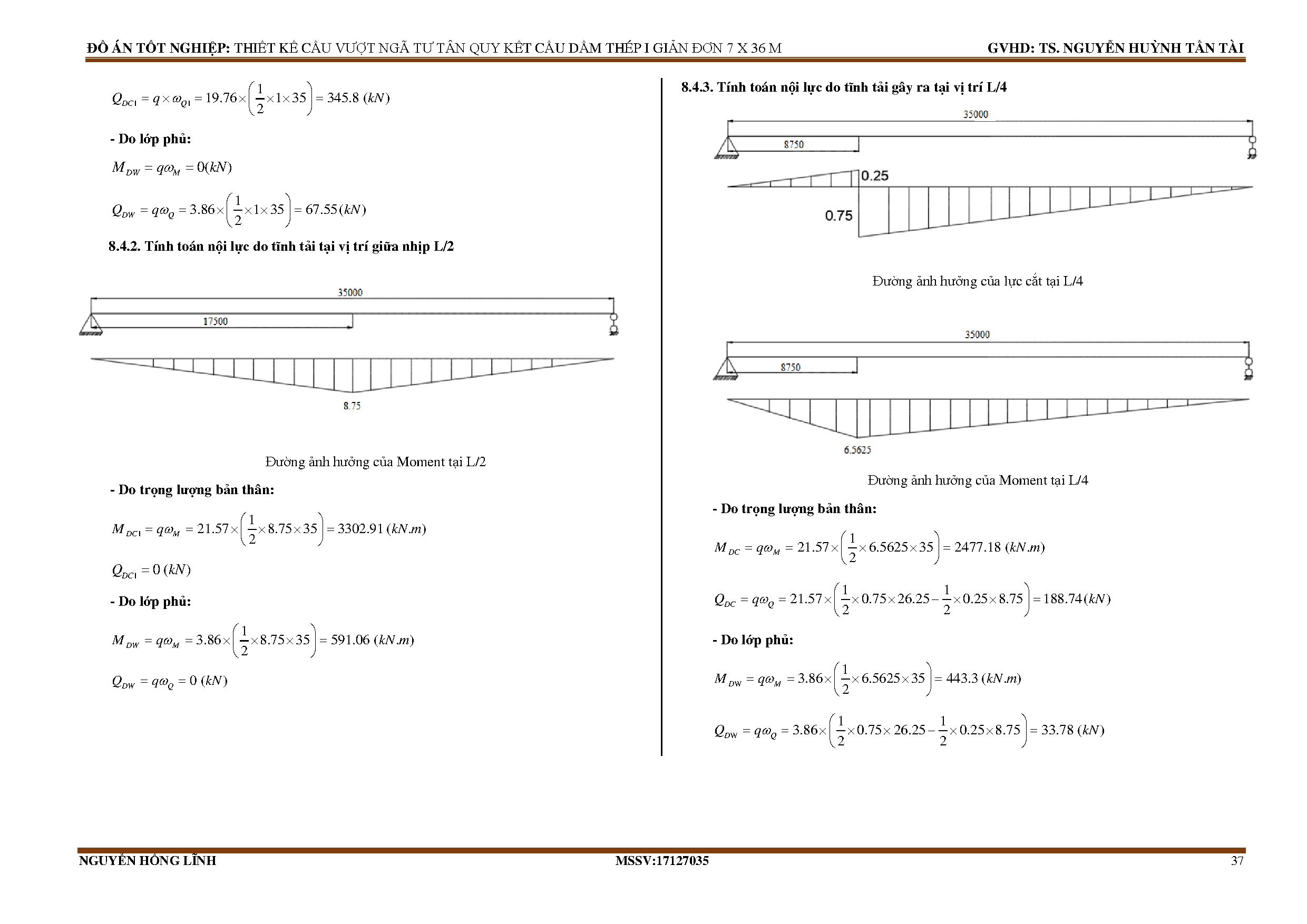 Đồ án tốt nghiệp - Thiết kế cầu vượt ngã tư Tân Quy tiết diện dầm thép 1 liên hợp bản BTCT 7x36m - Trang 38