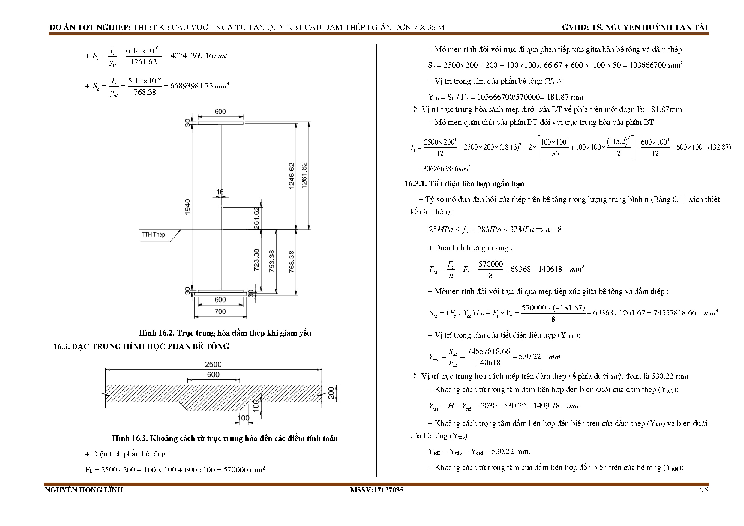 Đồ án tốt nghiệp - Thiết kế cầu vượt ngã tư Tân Quy tiết diện dầm thép 1 liên hợp bản BTCT 7x36m - Trang 76