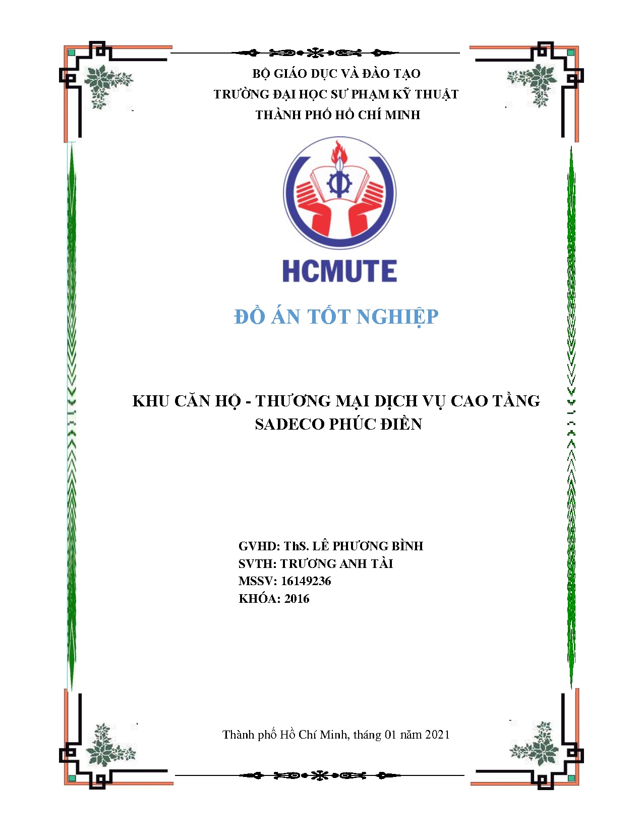 Đồ án tốt nghiệp - Khu căn hộ-thương mại dịch vụ cao tầng Sadeco Phúc Điền