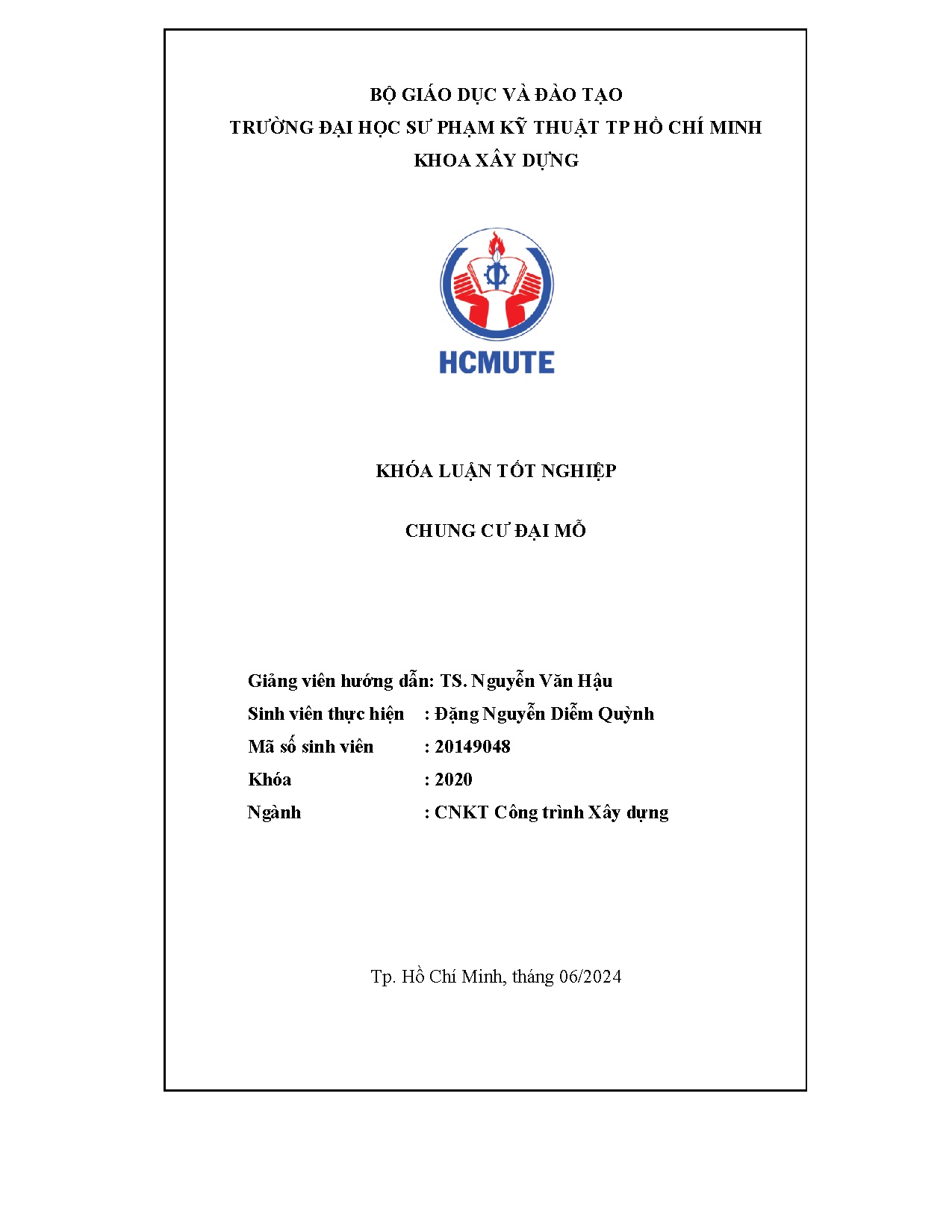 Đồ án tốt nghiệp - Chung cư Đại Mỗ