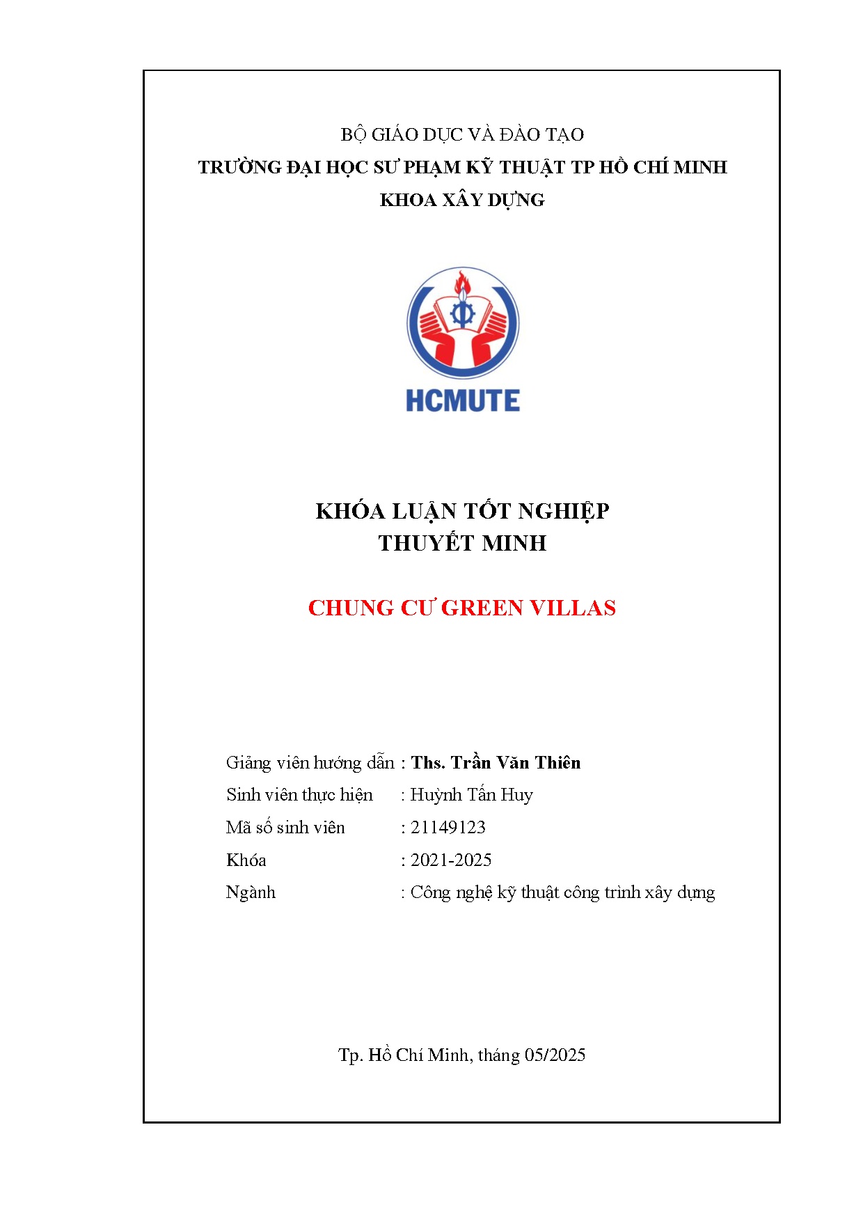 Đồ án tốt nghiệp - Chung cư Green Villas