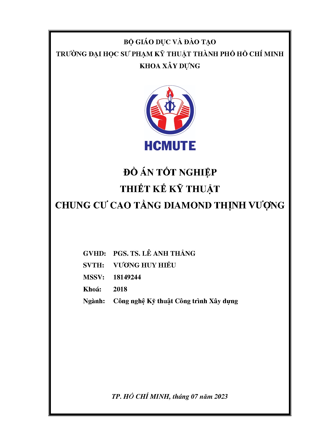 Đồ án tốt nghiệp - Thiết kế kỹ thuật chung cư cao tầng Diamond Thịnh Vượng