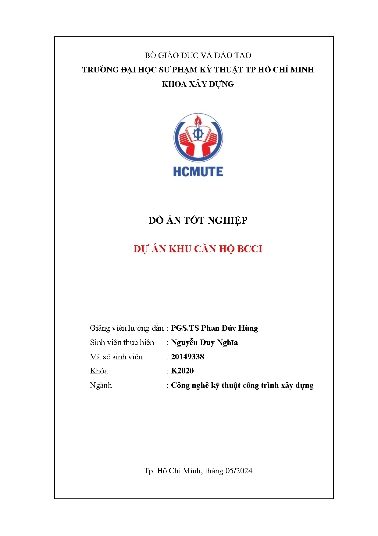 Đồ án tốt nghiệp - Dự án khu căn hộ BCCI