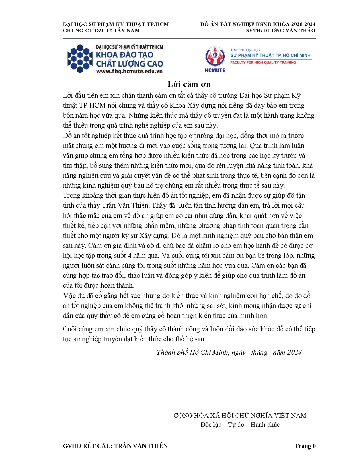 Đồ án tốt nghiệp - Chung cư D2CT2 Tây Nam