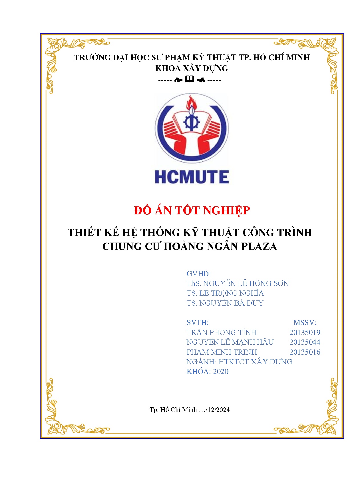 Đồ án tốt nghiệp - Thiết kế hệ thống Kỹ thuật công trình