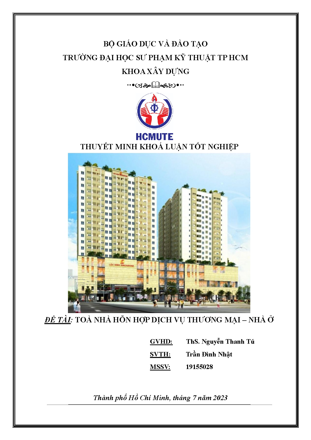 Đồ án tốt nghiệp - Tòa nhà hỗn hợp dịch vụ thương mại - Nhà ở