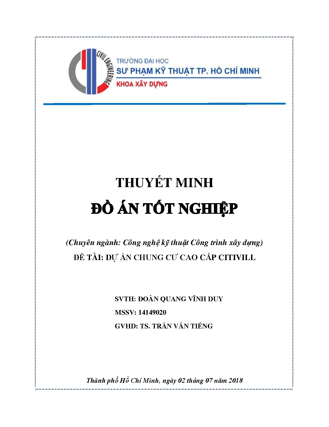 Đồ án tốt nghiệp - Dự án chung cư cao cấp Citivill