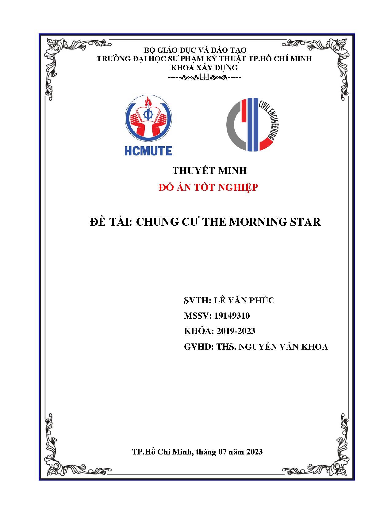 Đồ án tốt nghiệp - Chung cư The Morning Star