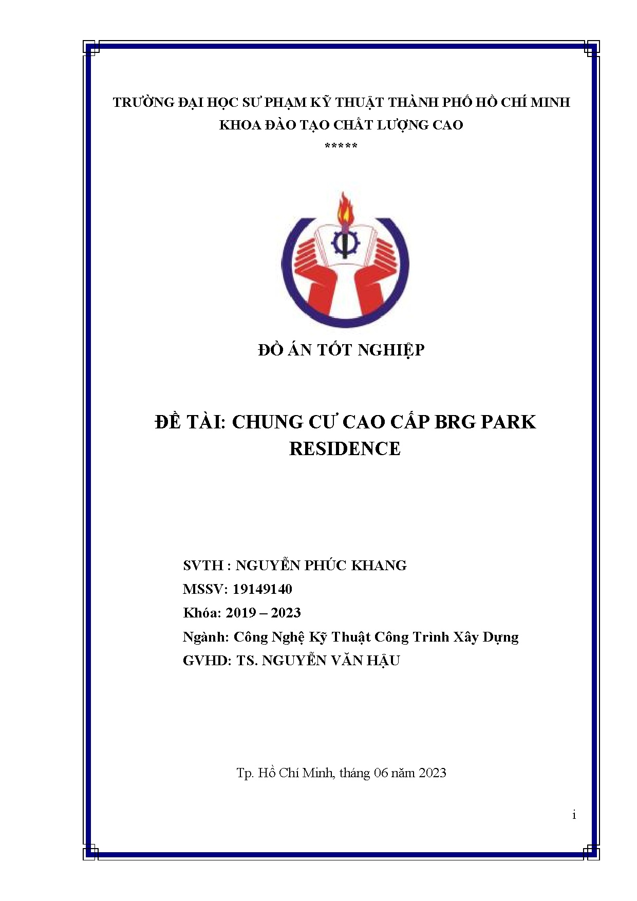 Đồ án tốt nghiệp - Chung cư cao cấp BRG Park Residence