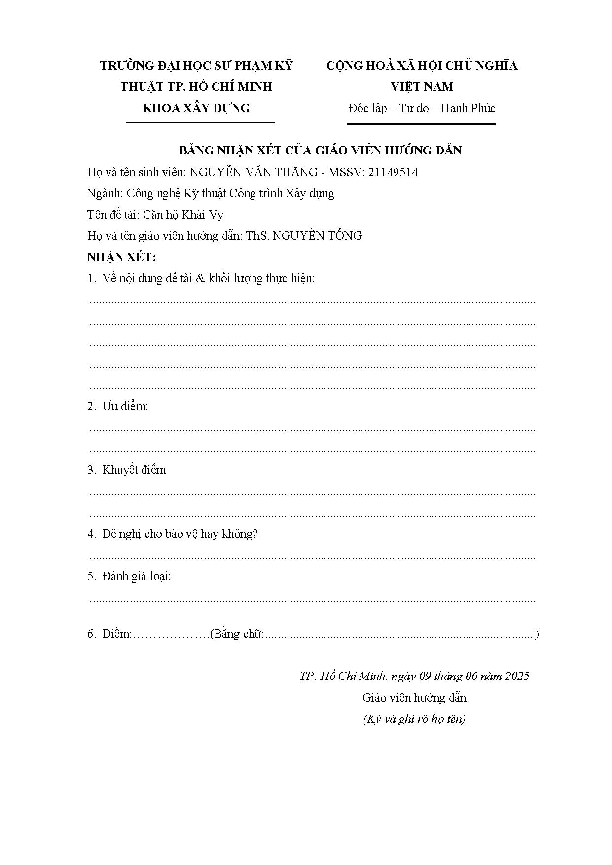 Đồ án tốt nghiệp - Căn hộ Khải Vy - Trang 3