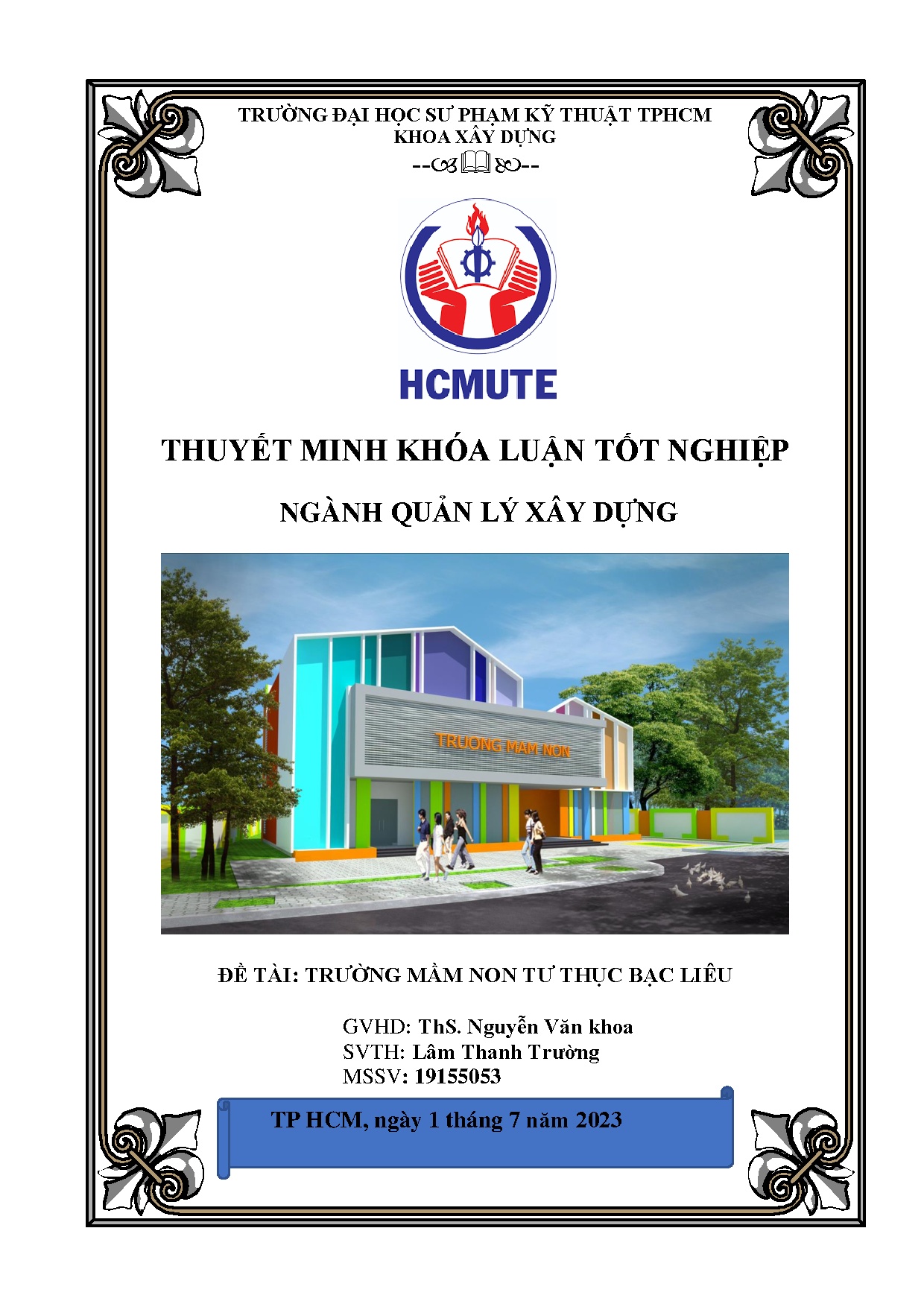 Đồ án tốt nghiệp - Trường Mầm non Tư thục Bạc Liêu