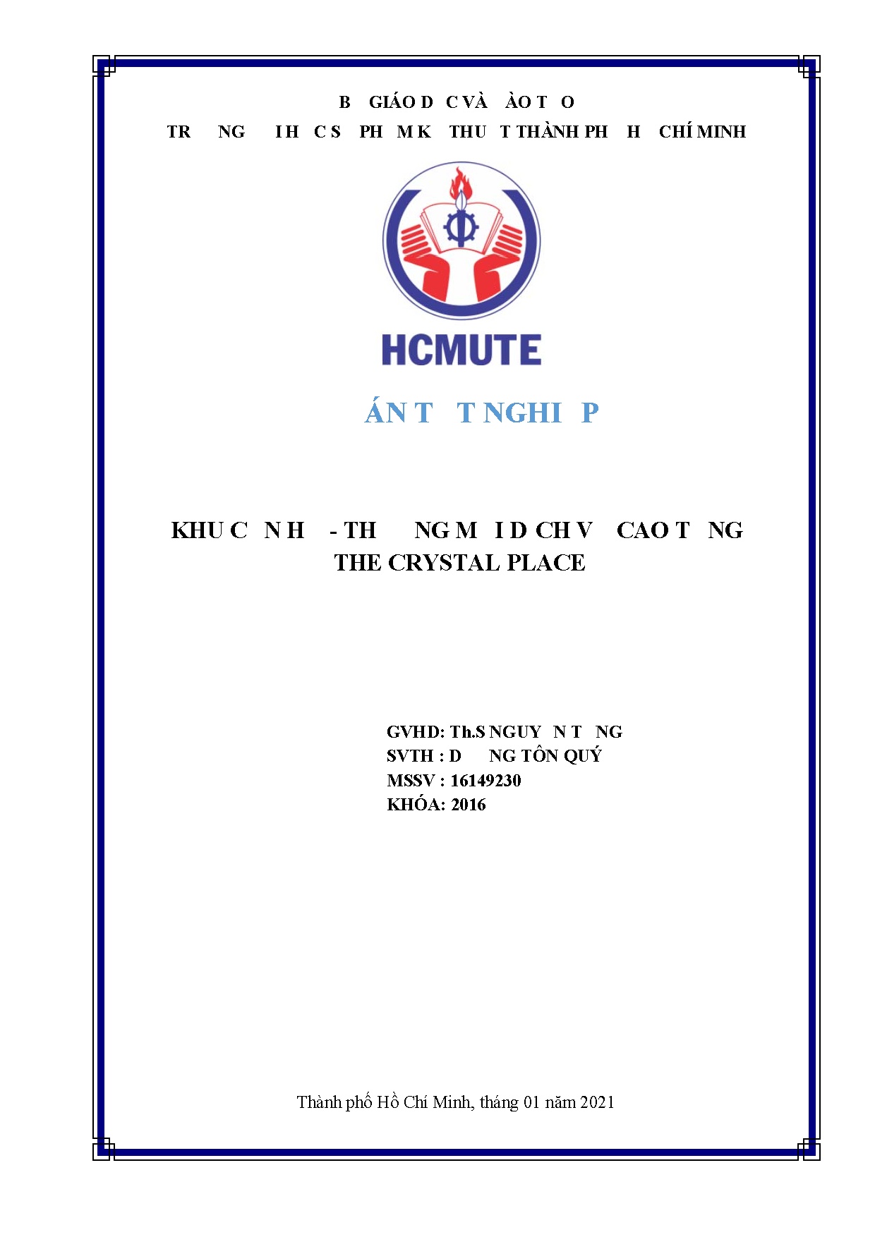 Đồ án tốt nghiệp - Khu căn hộ - thương mại dịch vụ cao tầng The Crystal Place