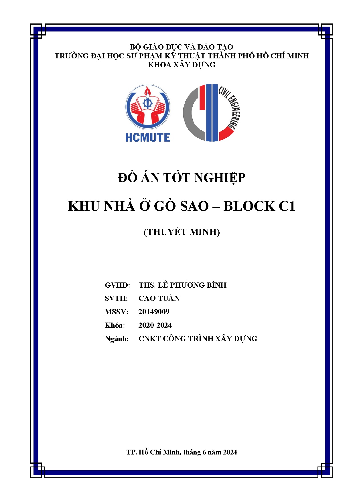 Đồ án tốt nghiệp - Khu nhà ở Gò Sao-Block C1