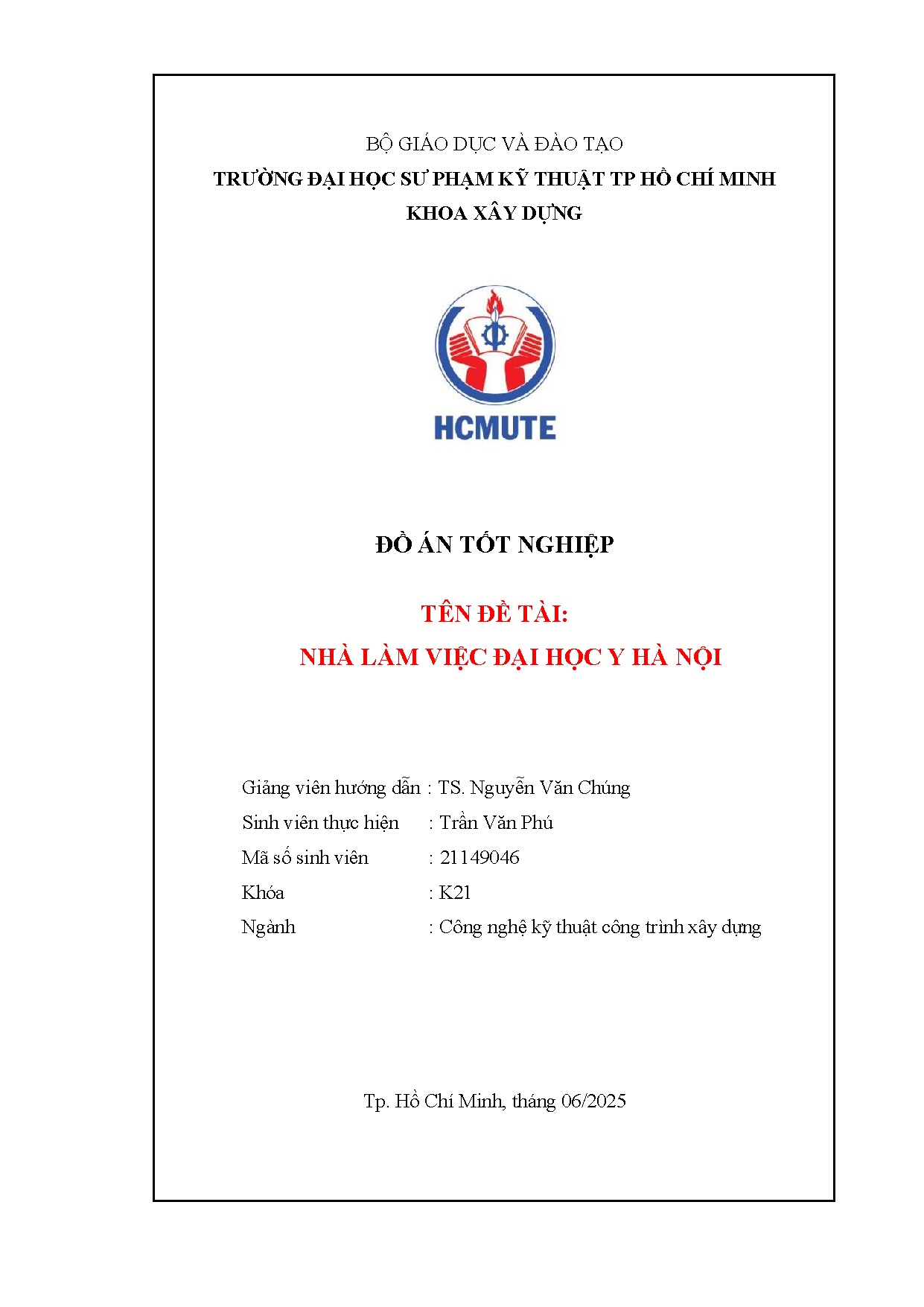 Đồ án tốt nghiệp - Nhà làm việc Đại Học Y Hà Nội