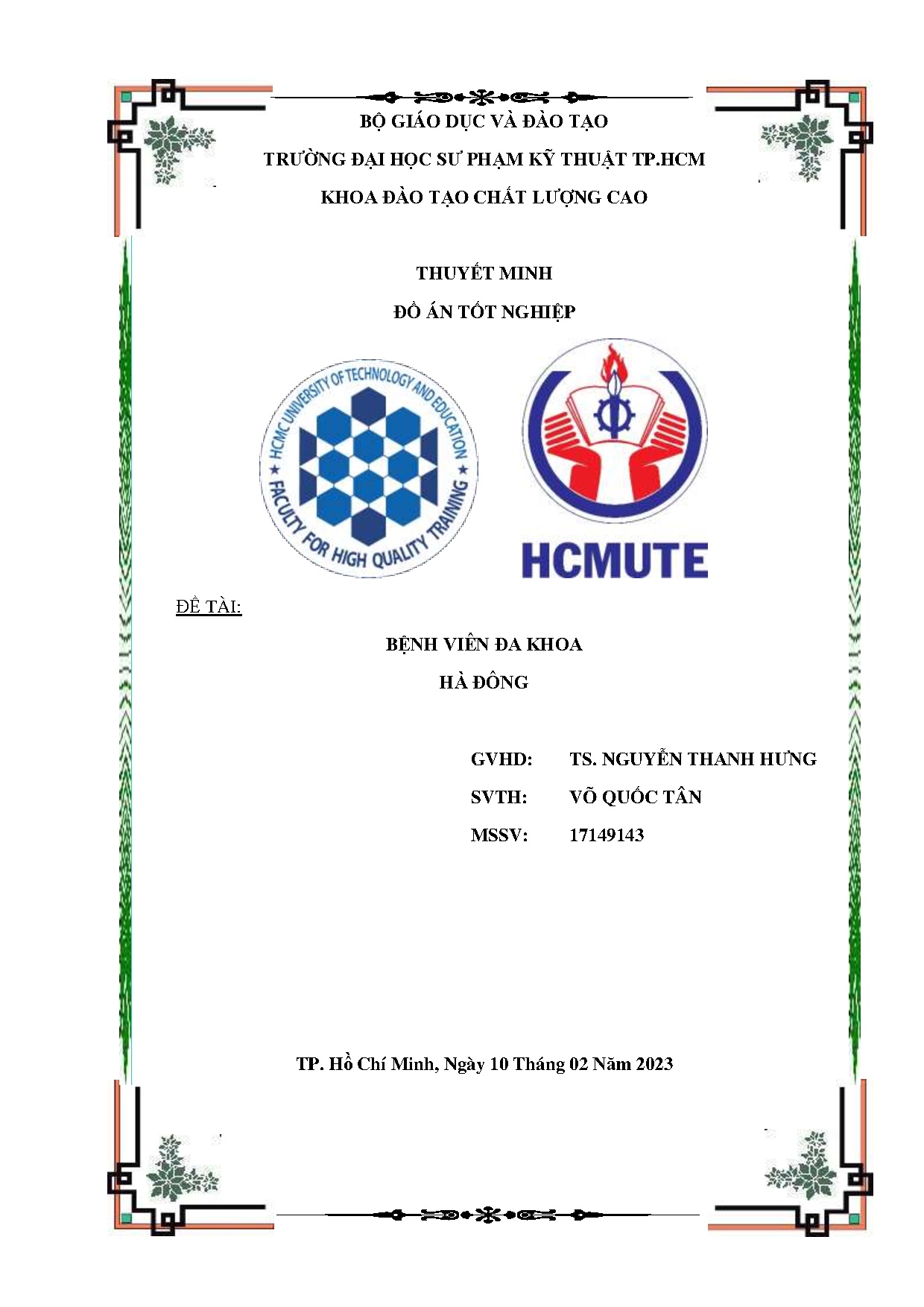 Đồ án tốt nghiệp - Bệnh viện đa khoa Hà Đông