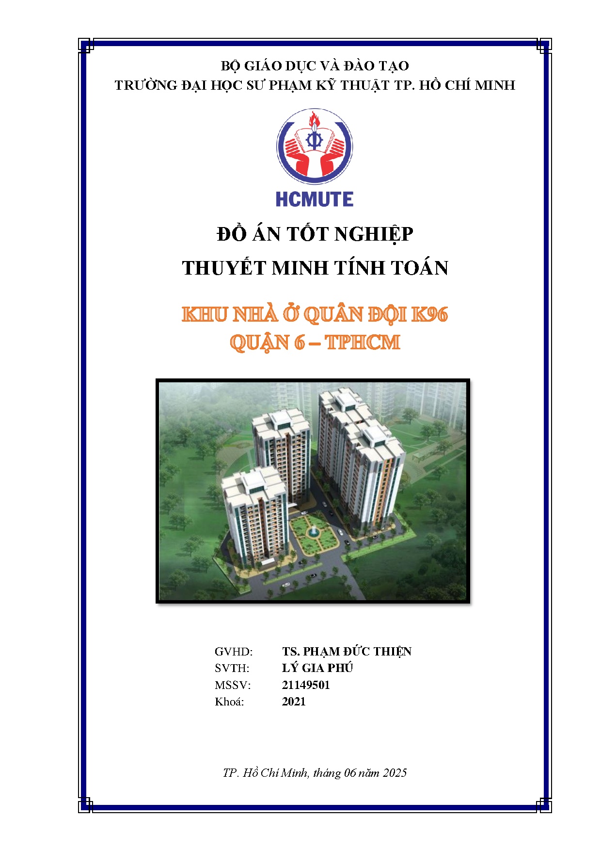 Đồ án tốt nghiệp - Khu nhà ở Quân đội K96 quận 6 - TP.HCM