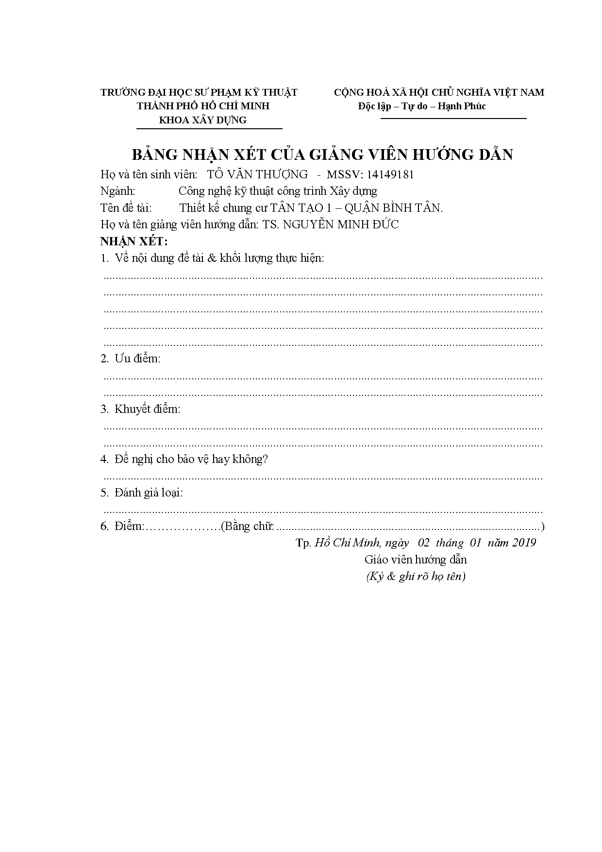 Đồ án tốt nghiệp - Thiết kế chung cư tân tạo 1- quận Bình Tân