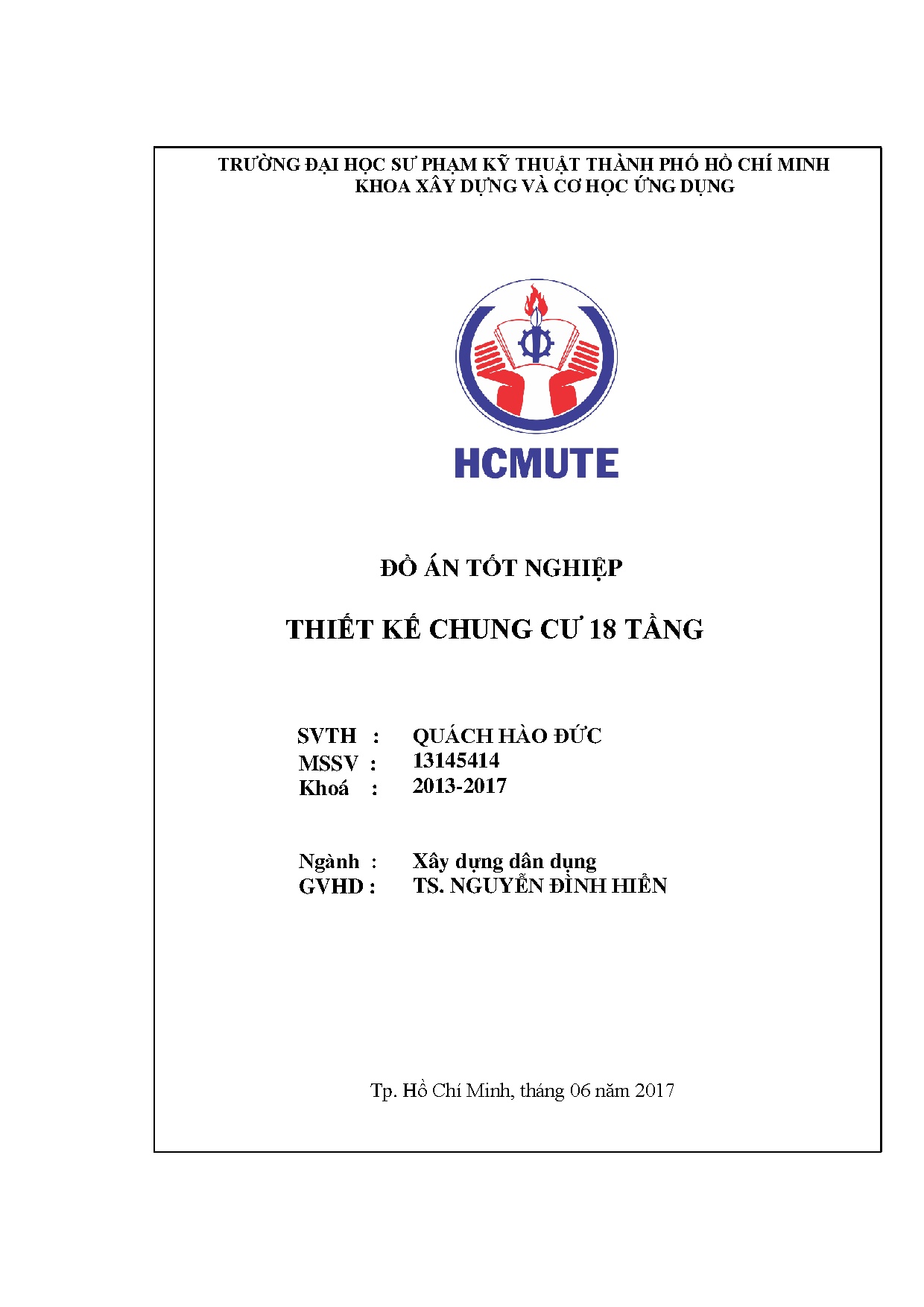 Đồ án tốt nghiệp - Chung cư 18 tầng: Đồ án công nghệ kỹ thuật công trình xây dựng