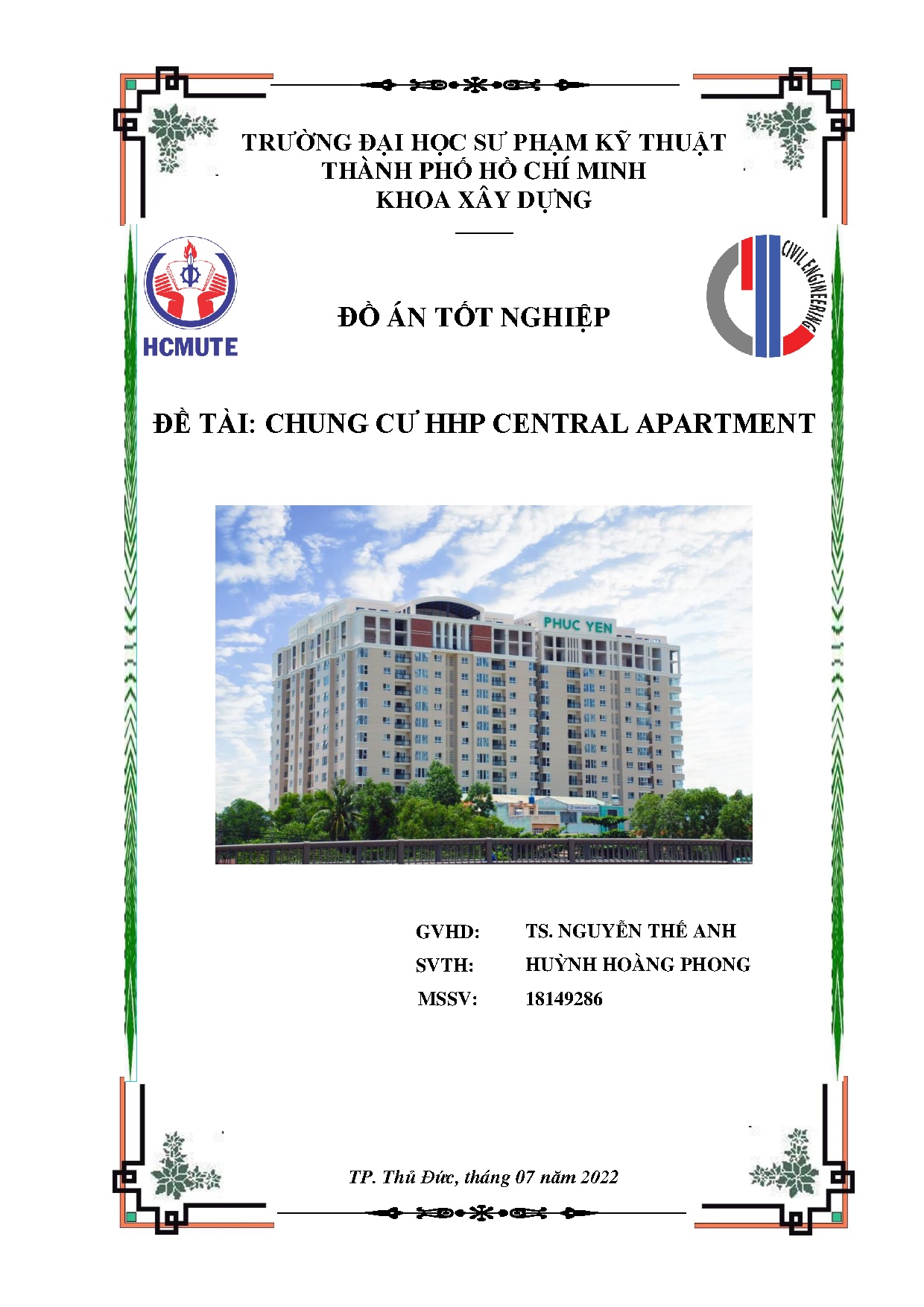 Đồ án tốt nghiệp - Chung cư HHP Central Apartment: Đồ án tốt nghiệp ngành Công nghệ Kỹ thuật CTXD
