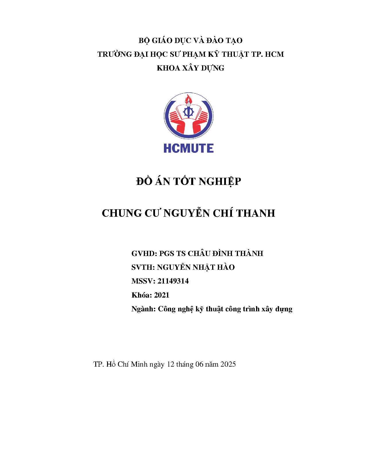 Đồ án tốt nghiệp - Chung cư Nguyễn Chí Thanh