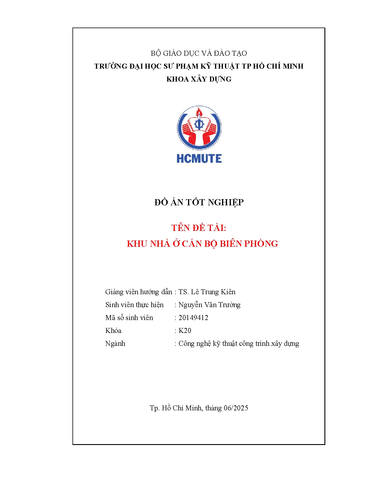 Đồ án tốt nghiệp - Khu nhà ở cán bộ Biên phòng