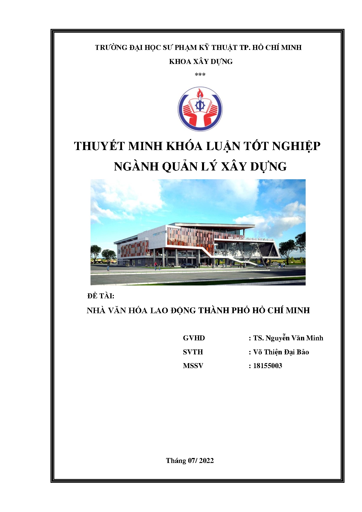 Đồ án tốt nghiệp - Nhà văn hóa lao động Thành phố Hồ Chí Minh