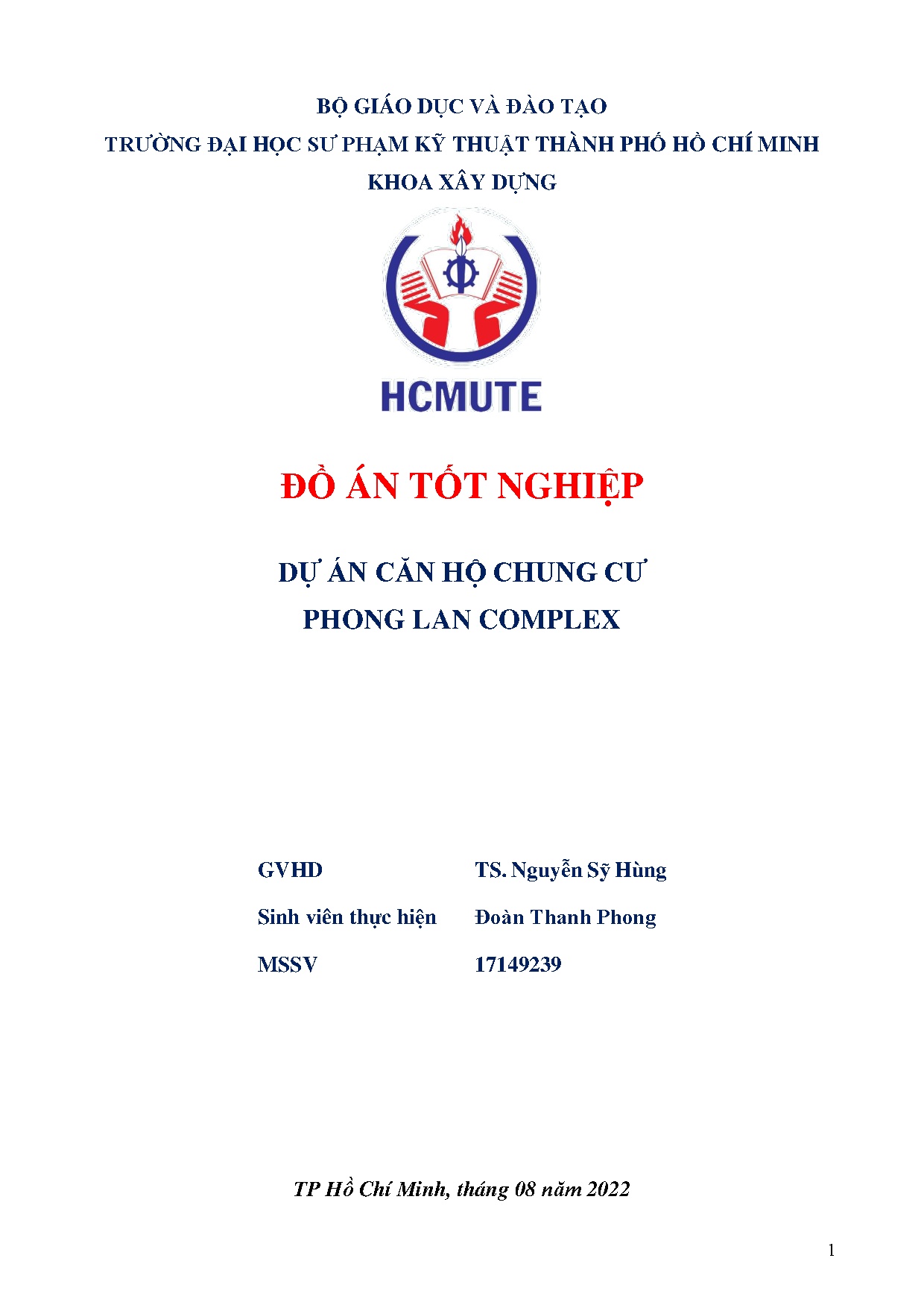 Đồ án tốt nghiệp - Dự án căn hộ chung cư Phong Lan Complex: Đồ án tốt nghiệp ngành Công nghệ KTCTXD