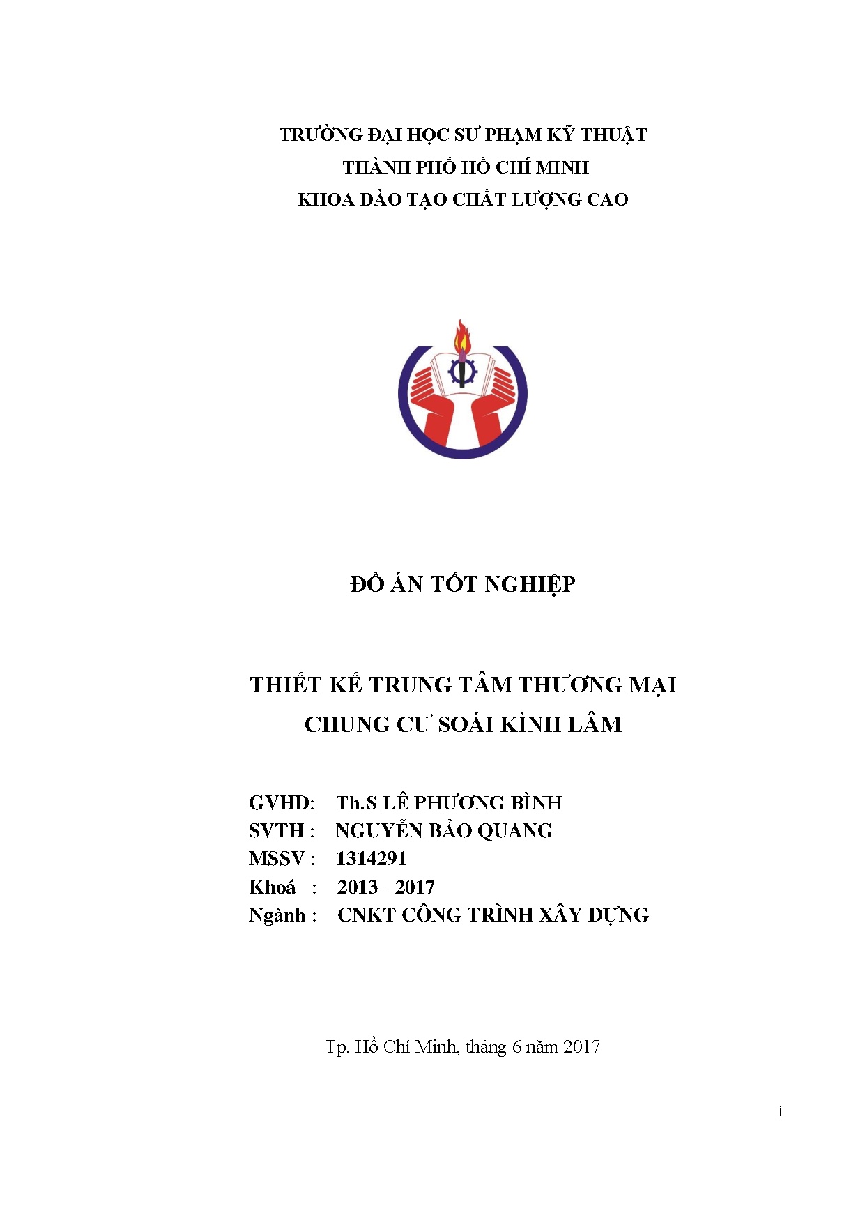 Đồ án tốt nghiệp - Thiết kế trung tâm thương mại chung cư Soái Kình Lâm