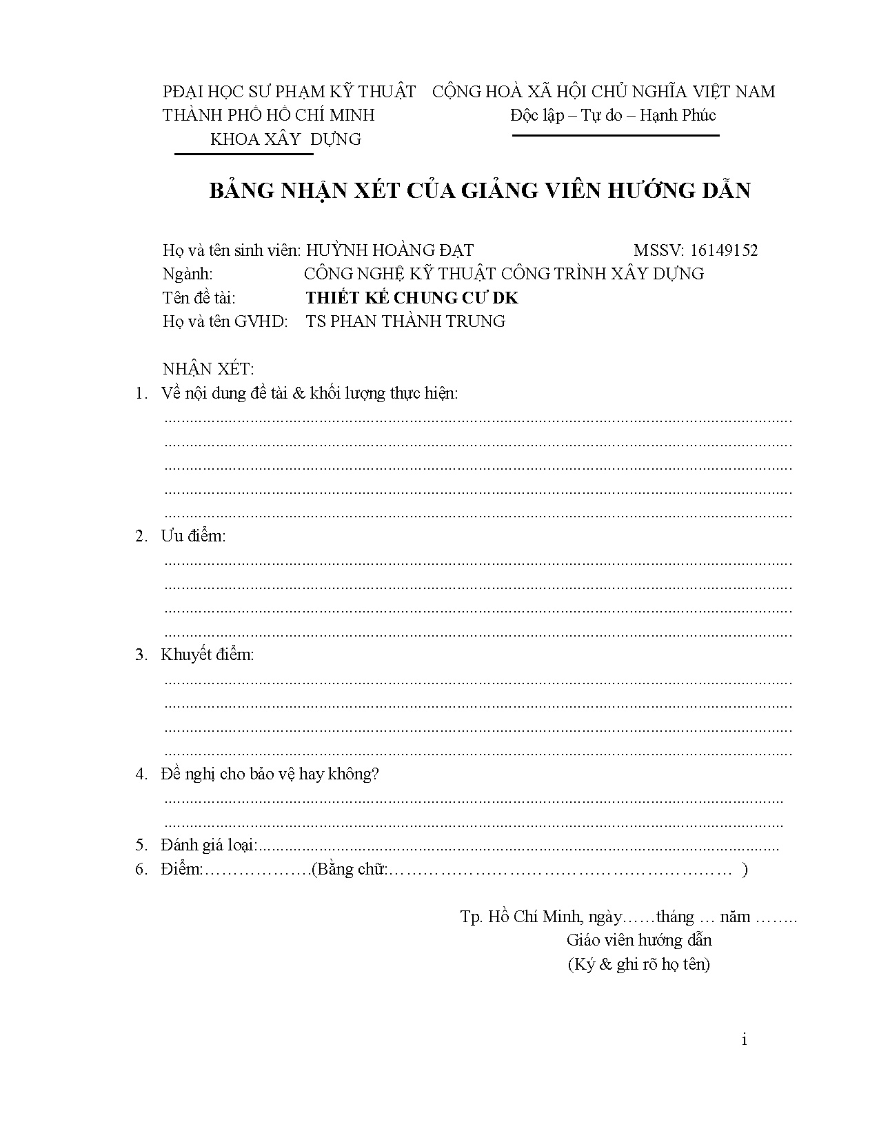 Đồ án tốt nghiệp - Thiết kế chung cư DK