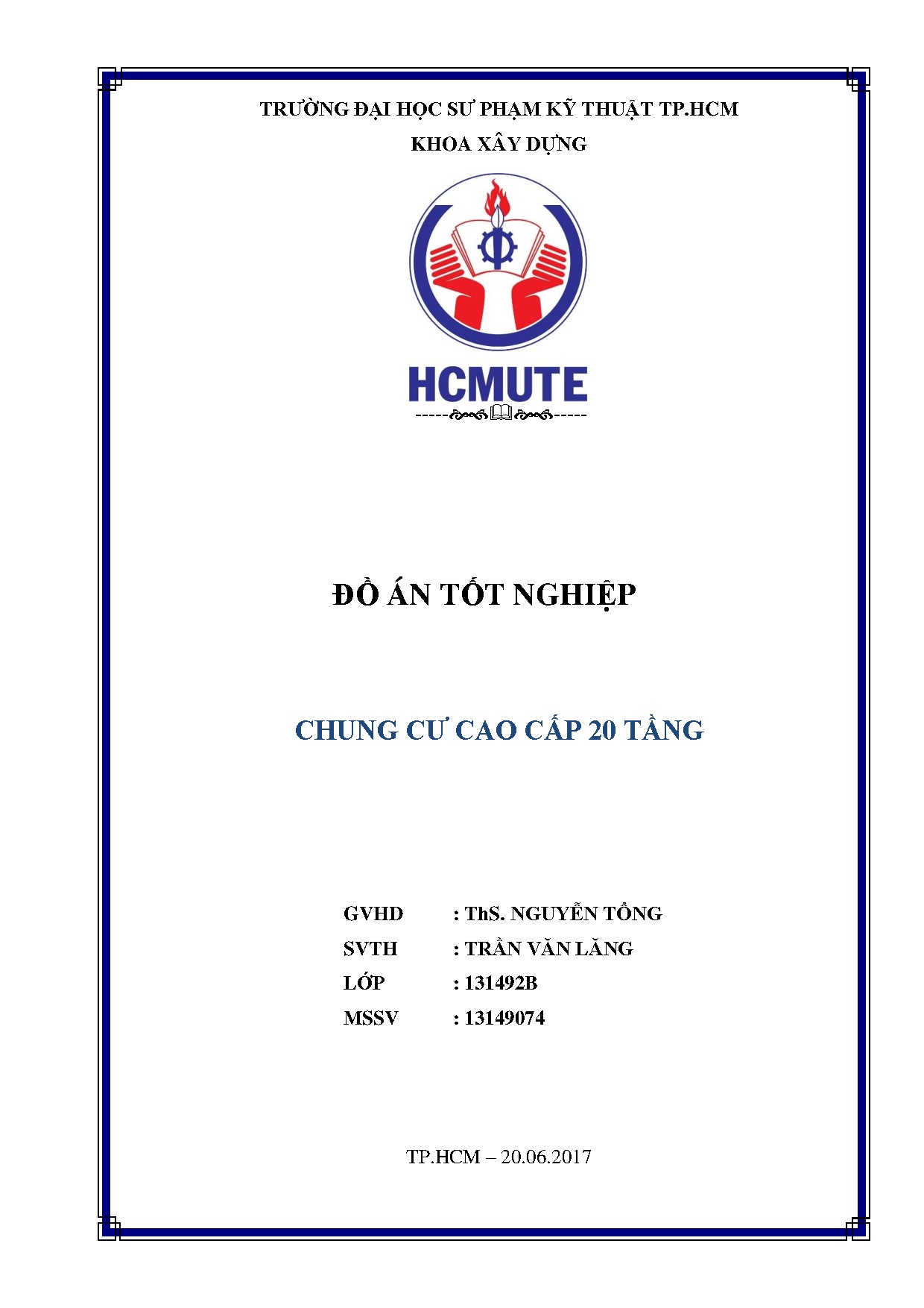 Đồ án tốt nghiệp - Chung cư cao cấp 20 tầng