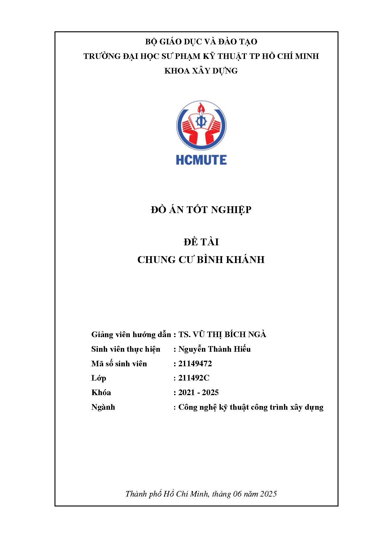 Đồ án tốt nghiệp - Chung cư Bình Khánh