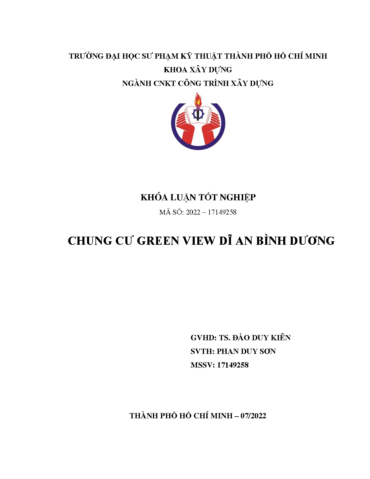 Đồ án tốt nghiệp - Chung Cư Green View Dĩ An Bình Dương