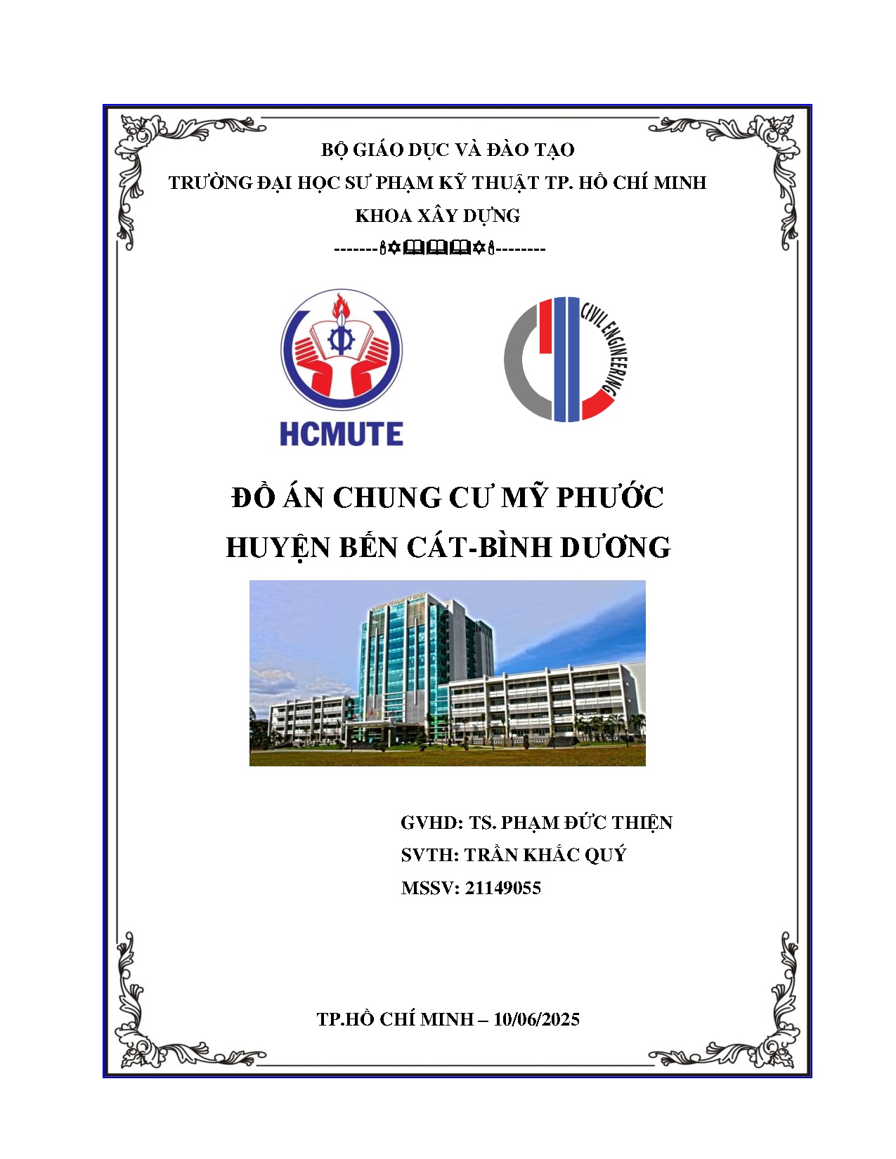 Đồ án tốt nghiệp - Chung cư Mỹ Phước Huyện Bến Cát - Bình Dương